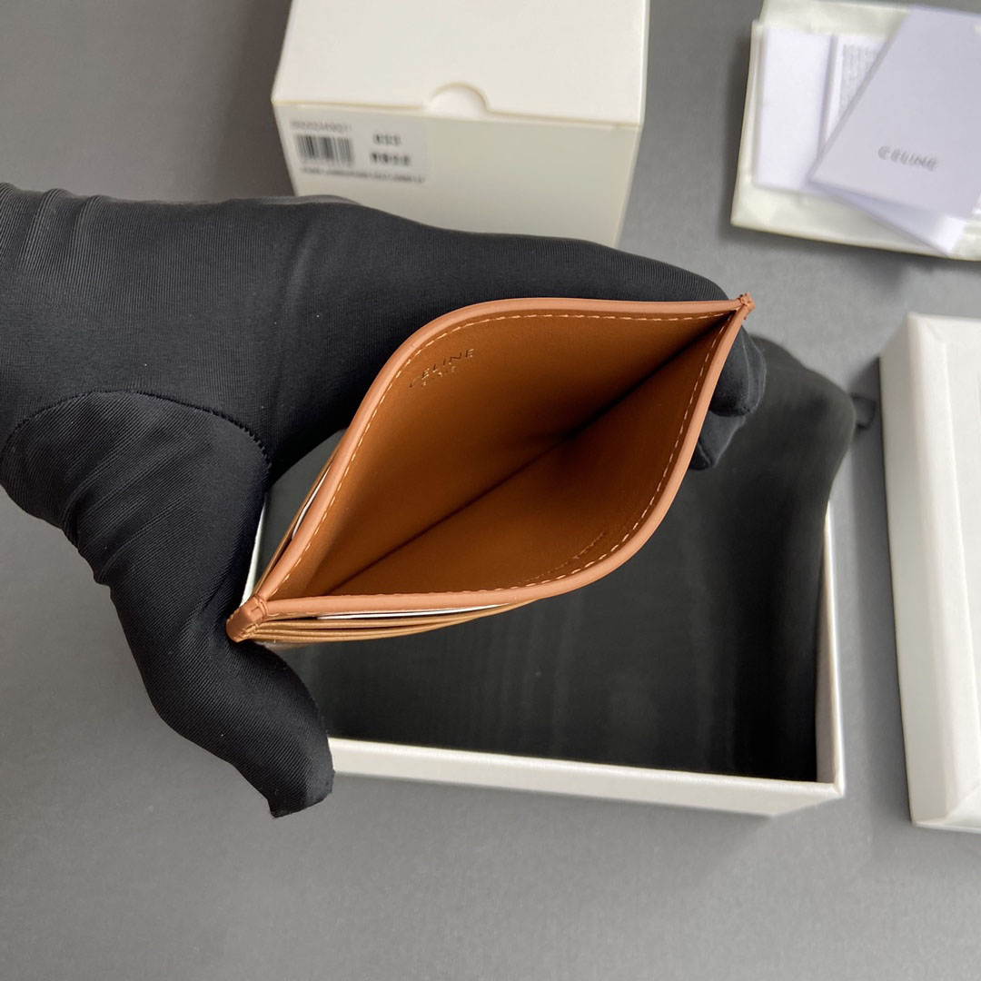 Celine Card Holder Triomphe In Shiny Calfskin  - DesignerGu