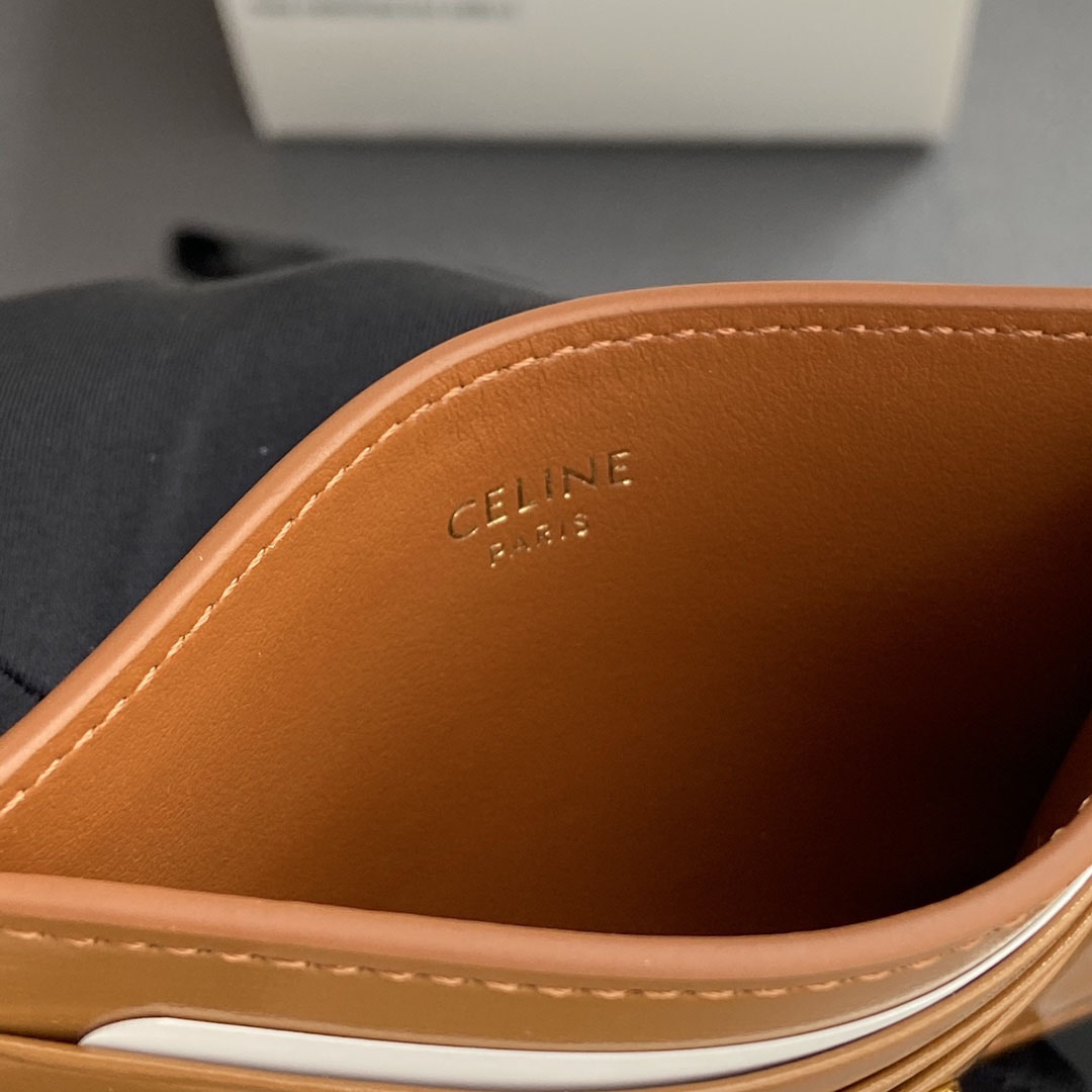 Celine Card Holder Triomphe In Shiny Calfskin  - DesignerGu