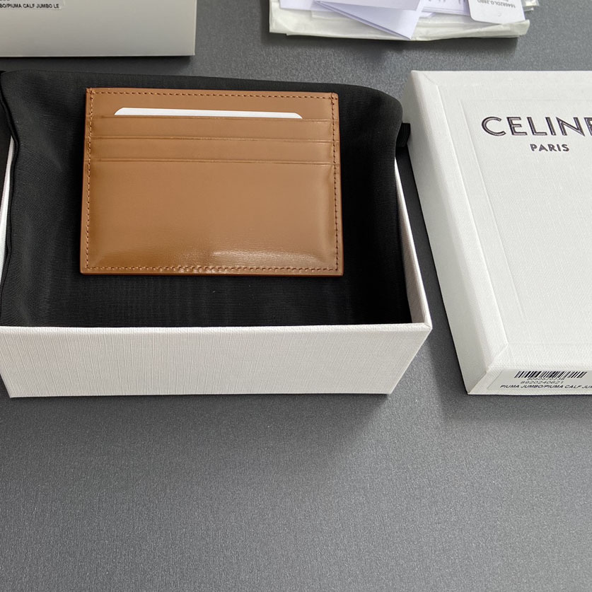 Celine Card Holder Triomphe In Shiny Calfskin  - DesignerGu