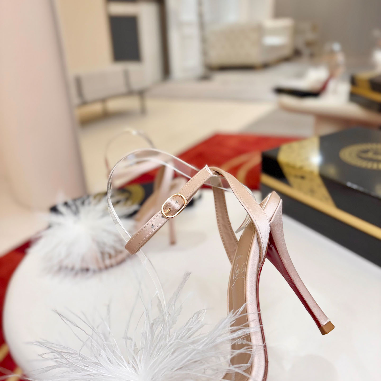 Christian Louboutin Miss Z Poupi 100 mm Strappy Sandals Crepe Satin Blush - DesignerGu