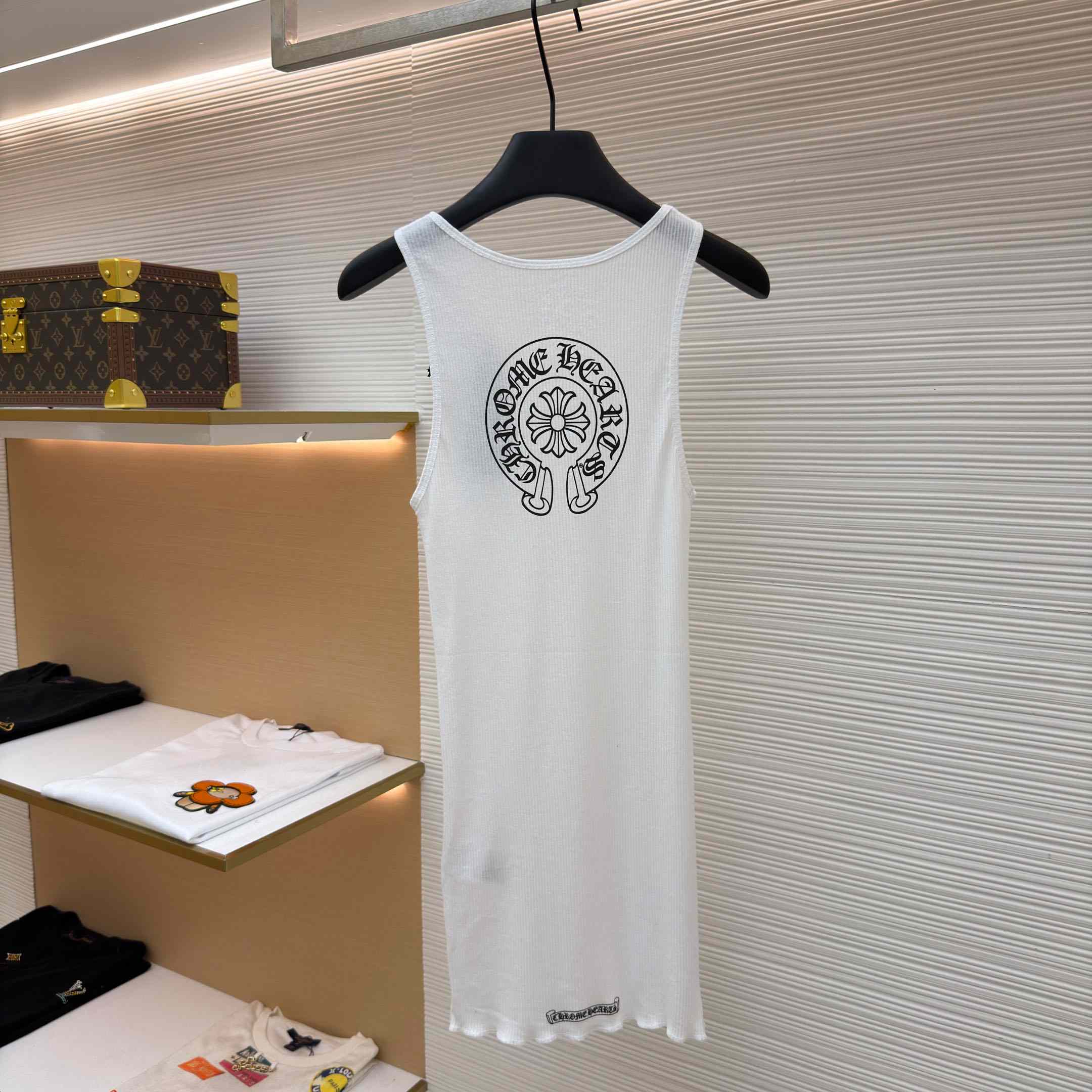 Chrome Hearts Horseshoe Logo White Tank Top - DesignerGu