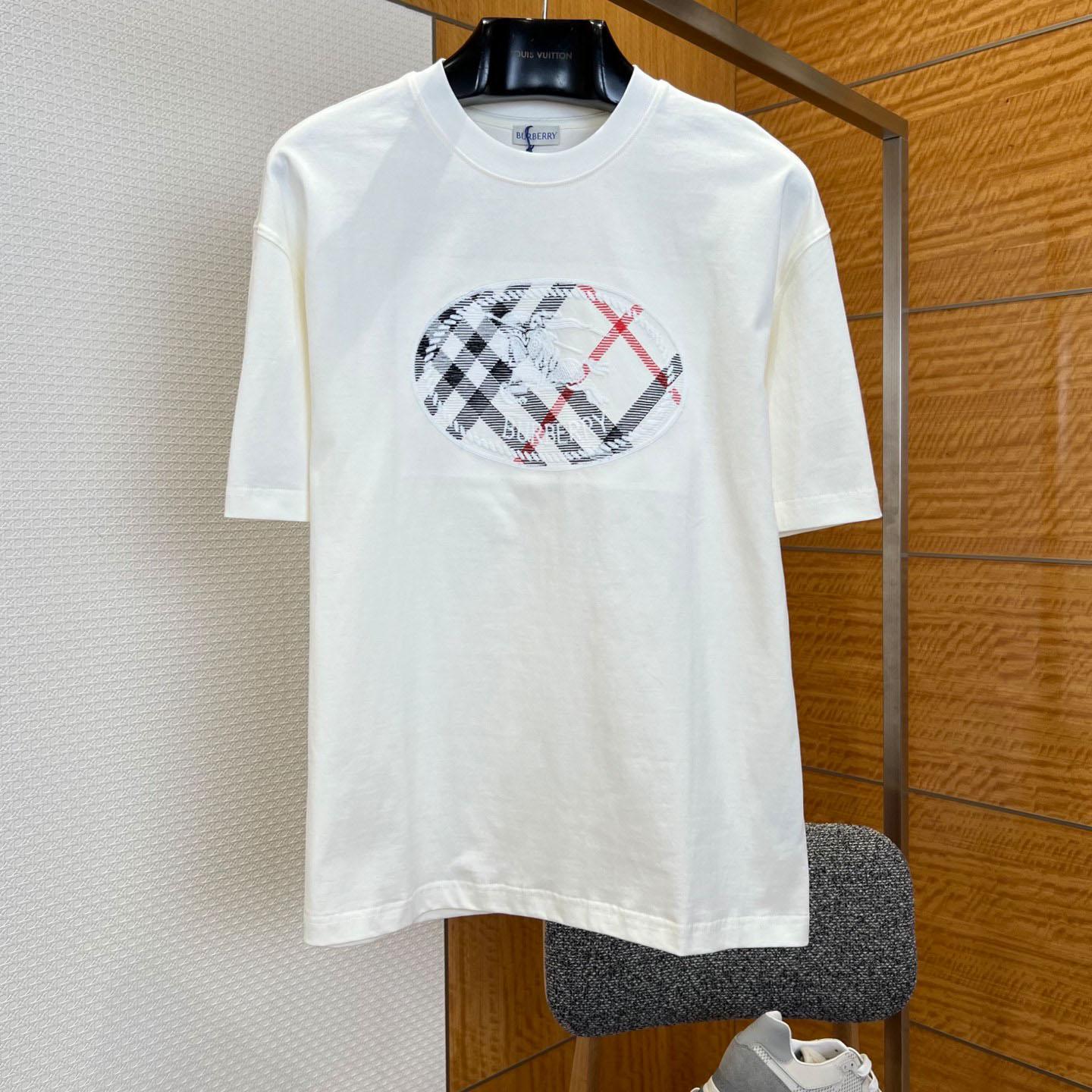Burberry Check Knight Stamp Cotton T-shirt - DesignerGu