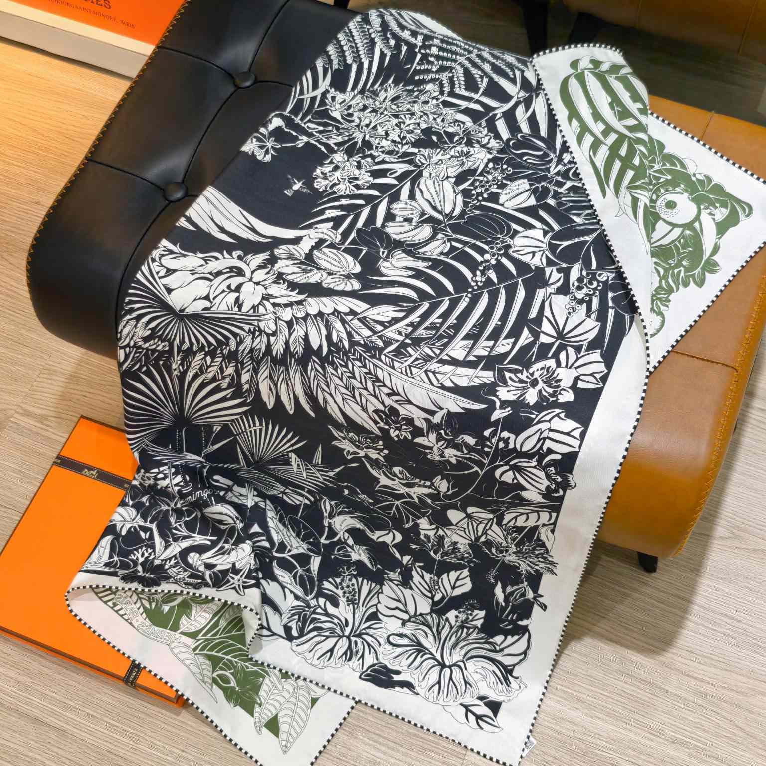 Hermes Flamingo Party Tattoo Double Face Scarf 90 - DesignerGu