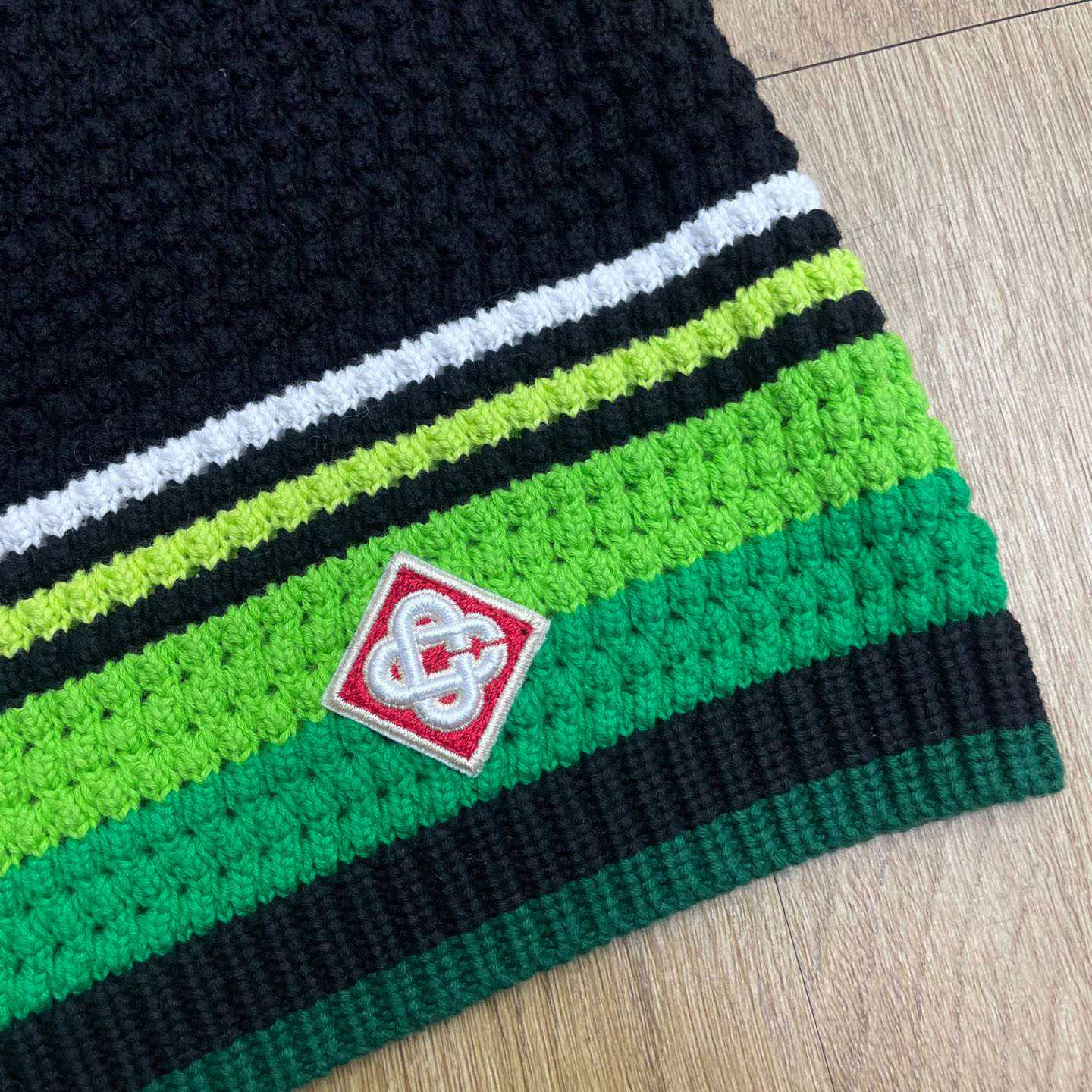 Casablanca Black & Green Striped Crochet Shorts  Z6046 - DesignerGu
