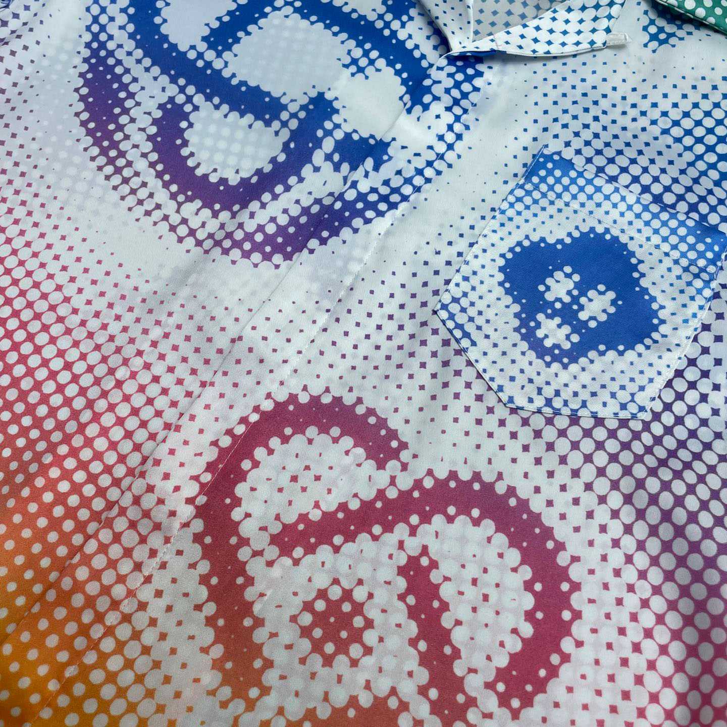 Casablanca Multicolor Halftone Logo Long Sleeve Silk Shirt CA3574 - DesignerGu