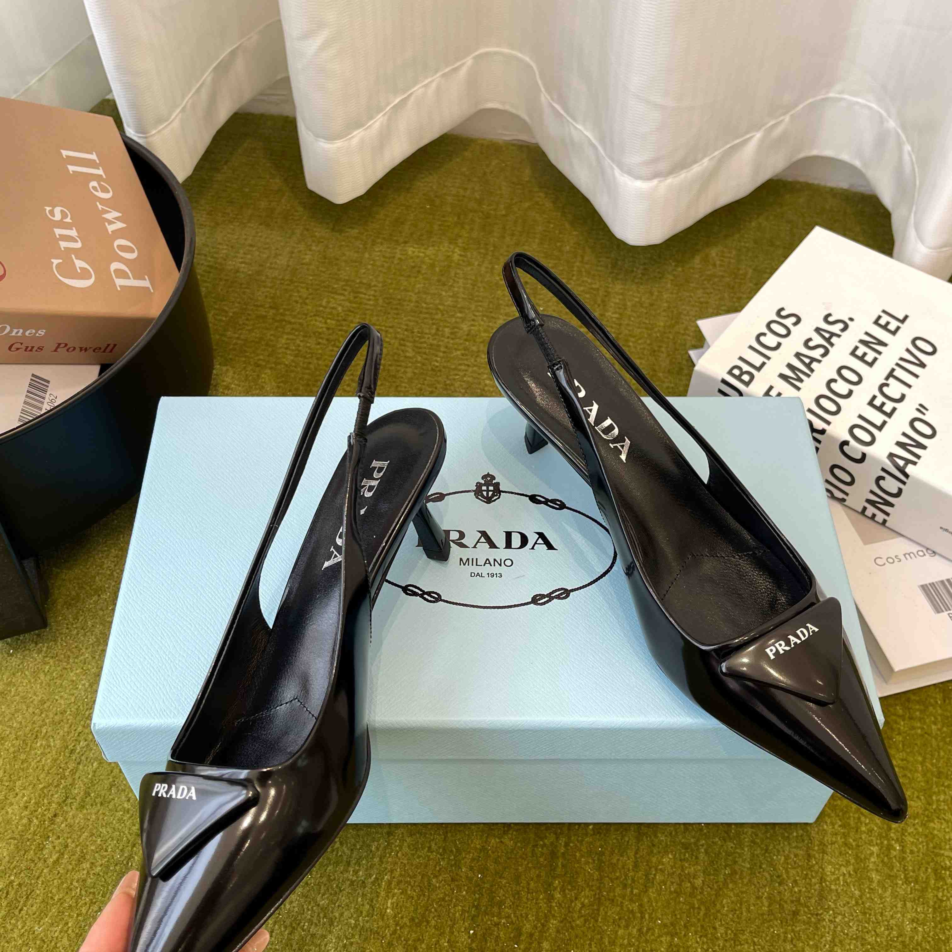 Prada Patent Leather Slingback Pumps - DesignerGu
