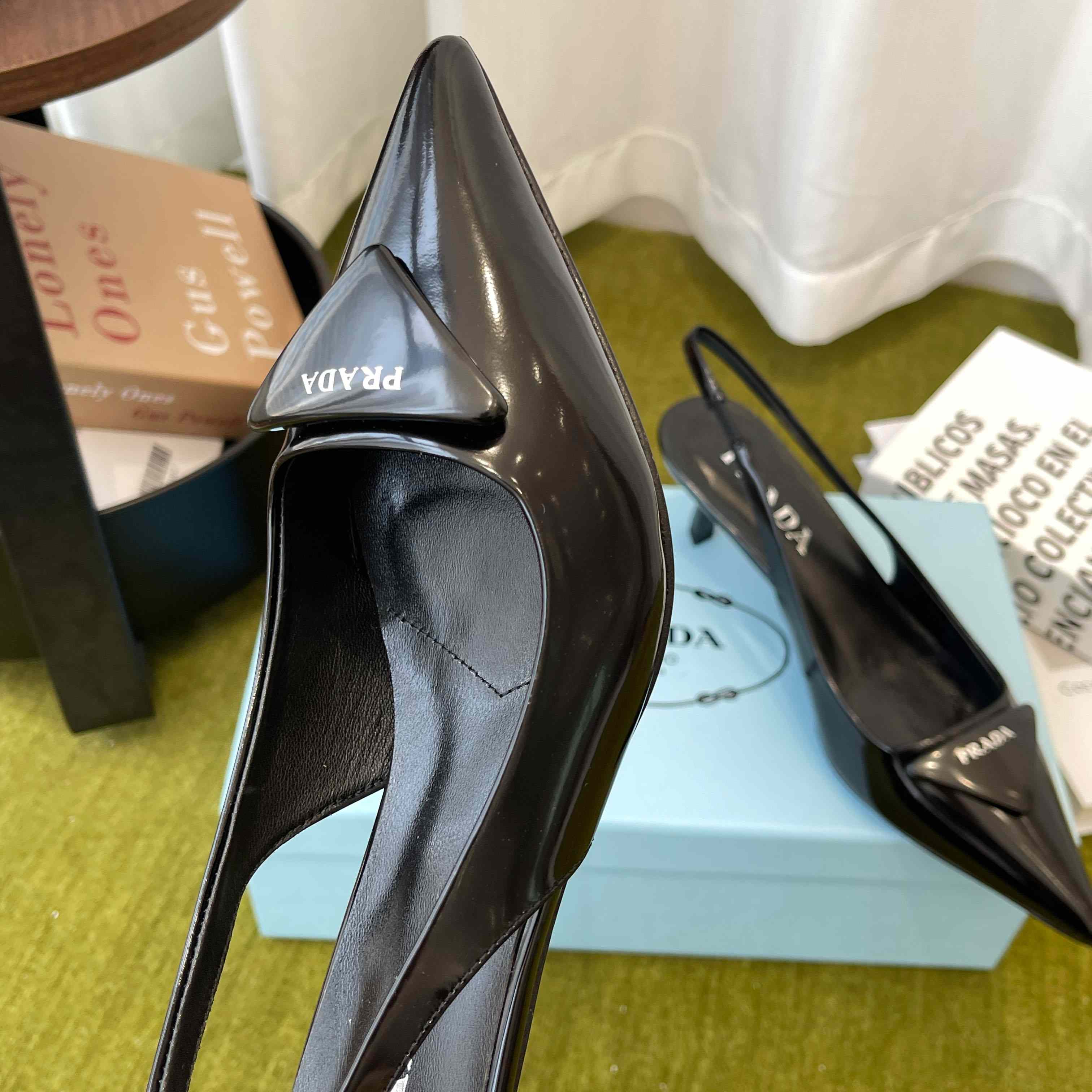 Prada Patent Leather Slingback Pumps - DesignerGu