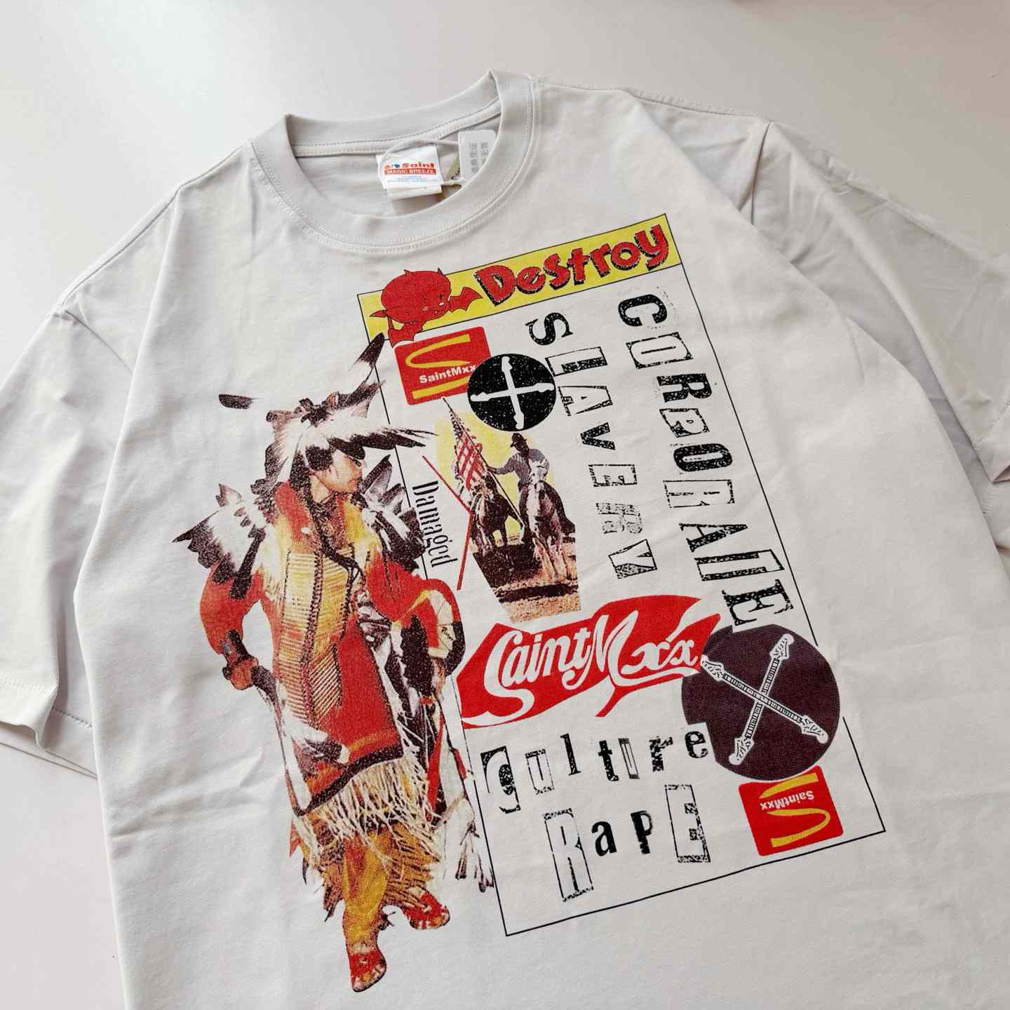 Saint Michael   'Destroy' SS T-Shirt In White - DesignerGu