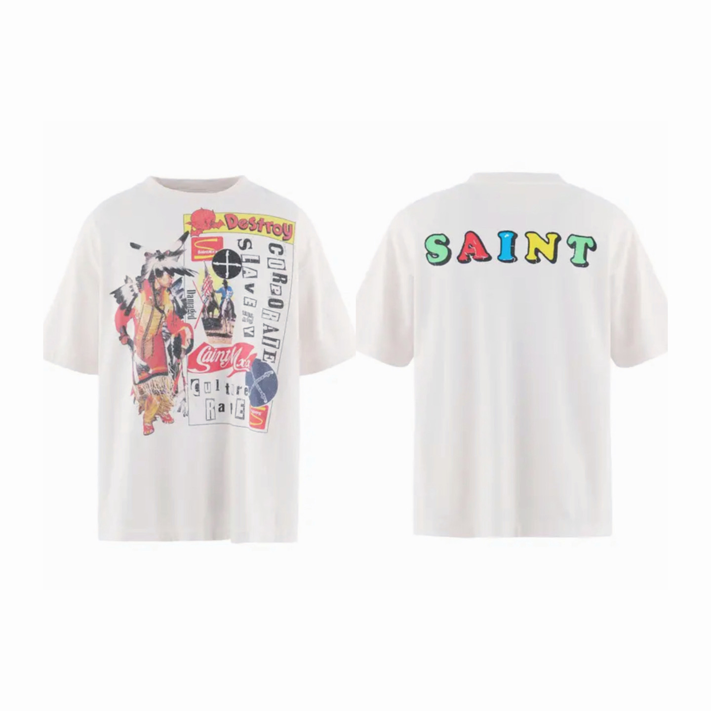 Saint Michael   'Destroy' SS T-Shirt In White - DesignerGu