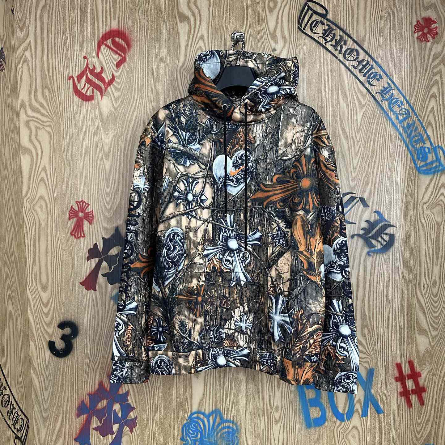 Chrome Hearts X NOCTA X Nike Cardinal Stock Fleece Hoodie 'Multi-Color/Safety Orange' - DesignerGu