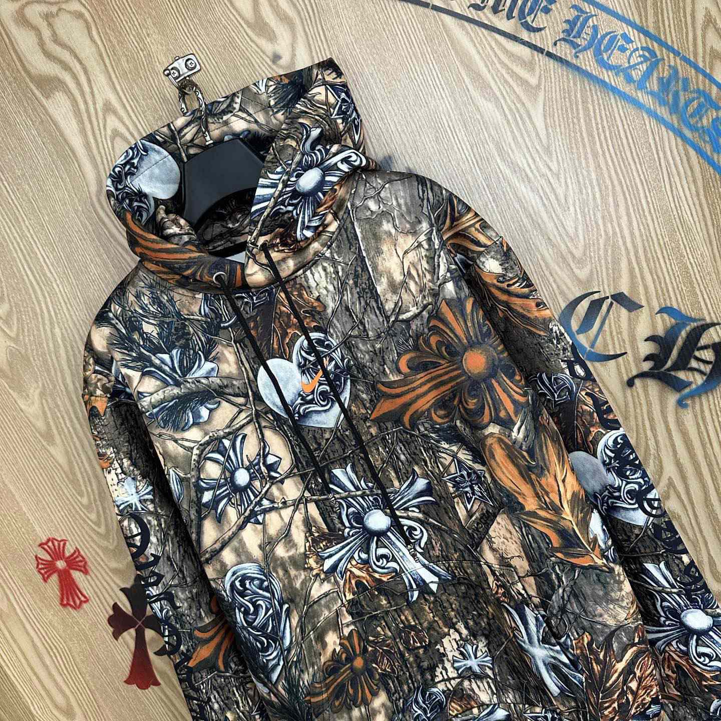 Chrome Hearts X NOCTA X Nike Cardinal Stock Fleece Hoodie 'Multi-Color/Safety Orange' - DesignerGu