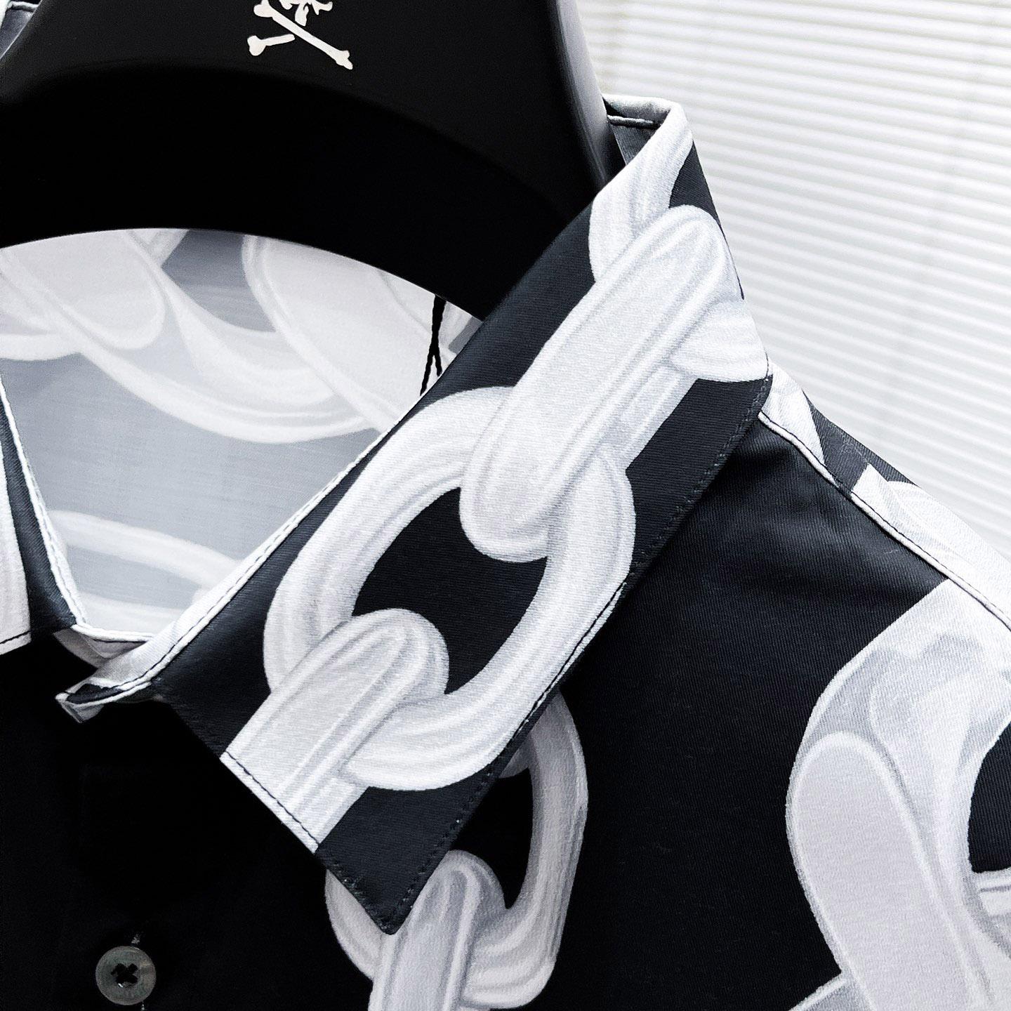 Versace Black Medusa Chains Silk Shirt - DesignerGu