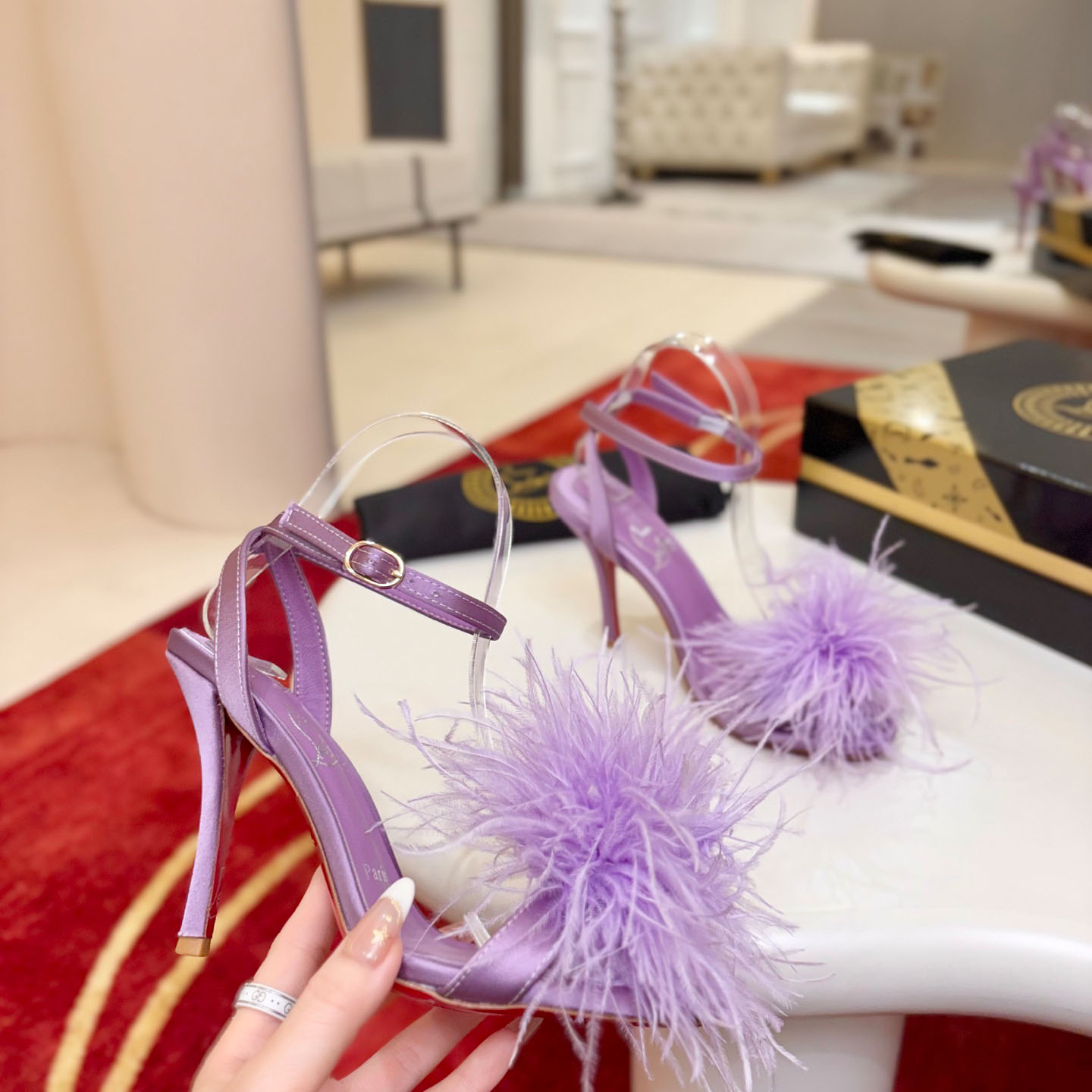 Christian Louboutin Miss Z Poupi 100 mm Strappy Sandals Crepe satin Rhapsody - DesignerGu