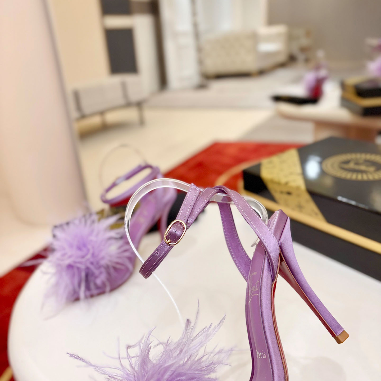 Christian Louboutin Miss Z Poupi 100 mm Strappy Sandals Crepe satin Rhapsody - DesignerGu
