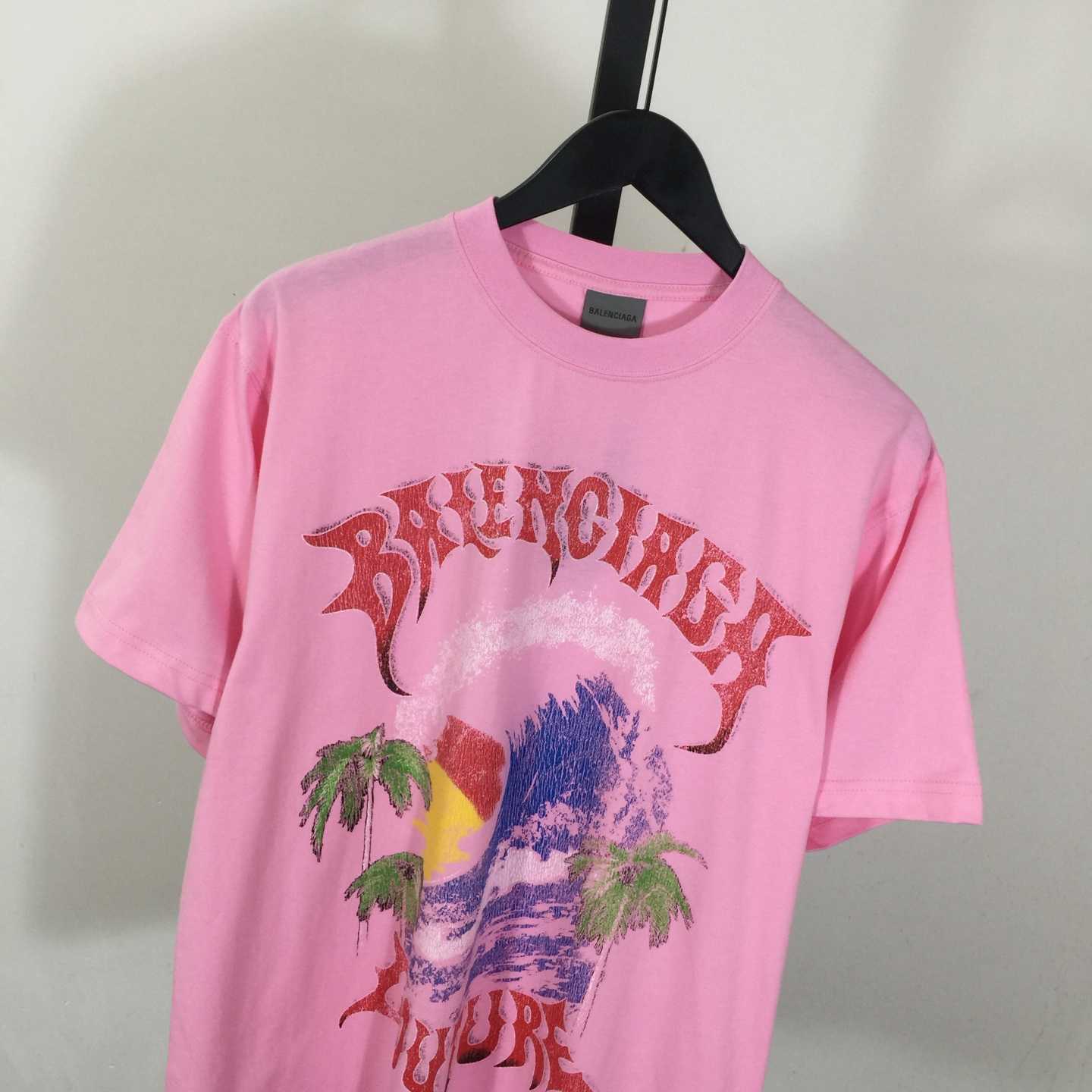 Balenciaga Vintage Surfer Oversized T-Shirt in old pink dry jersey - DesignerGu