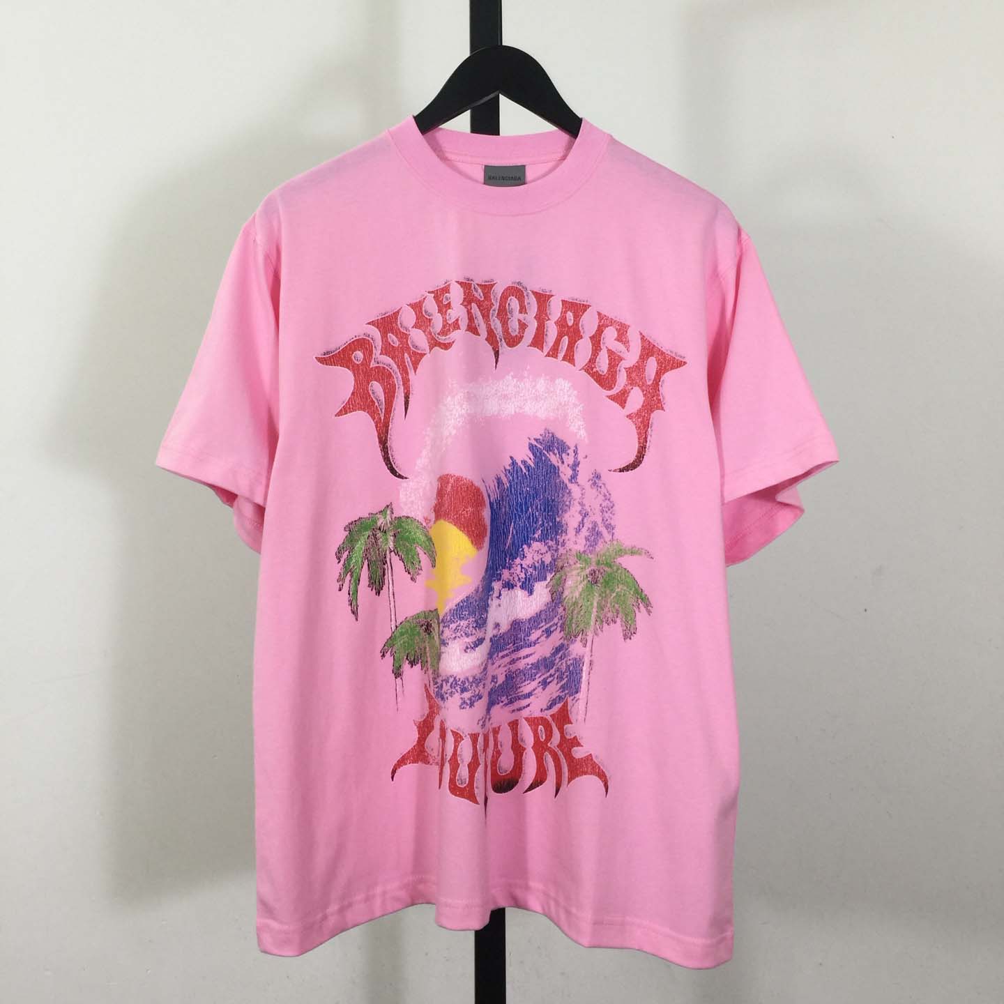 Balenciaga Vintage Surfer Oversized T-Shirt in old pink dry jersey - DesignerGu