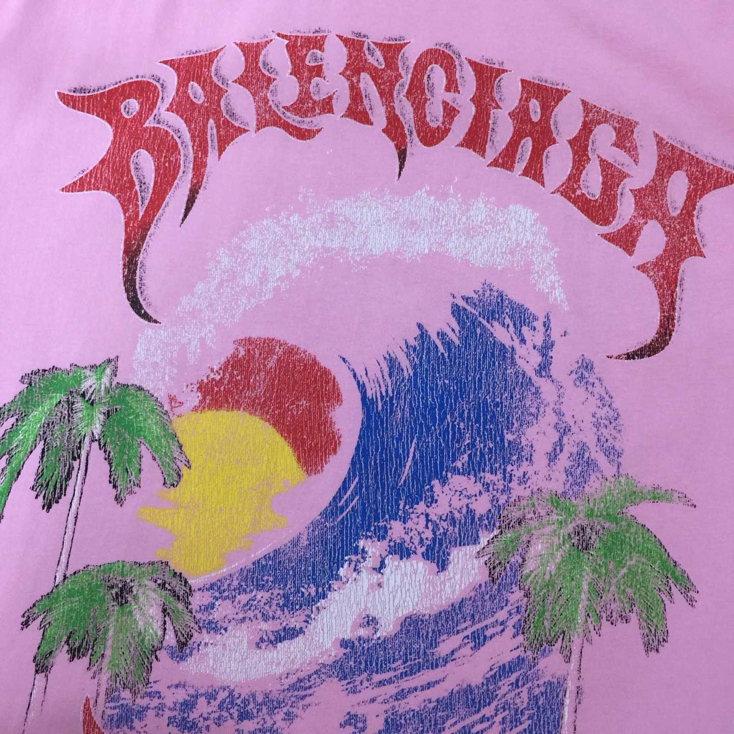Balenciaga Vintage Surfer Oversized T-Shirt in old pink dry jersey - DesignerGu