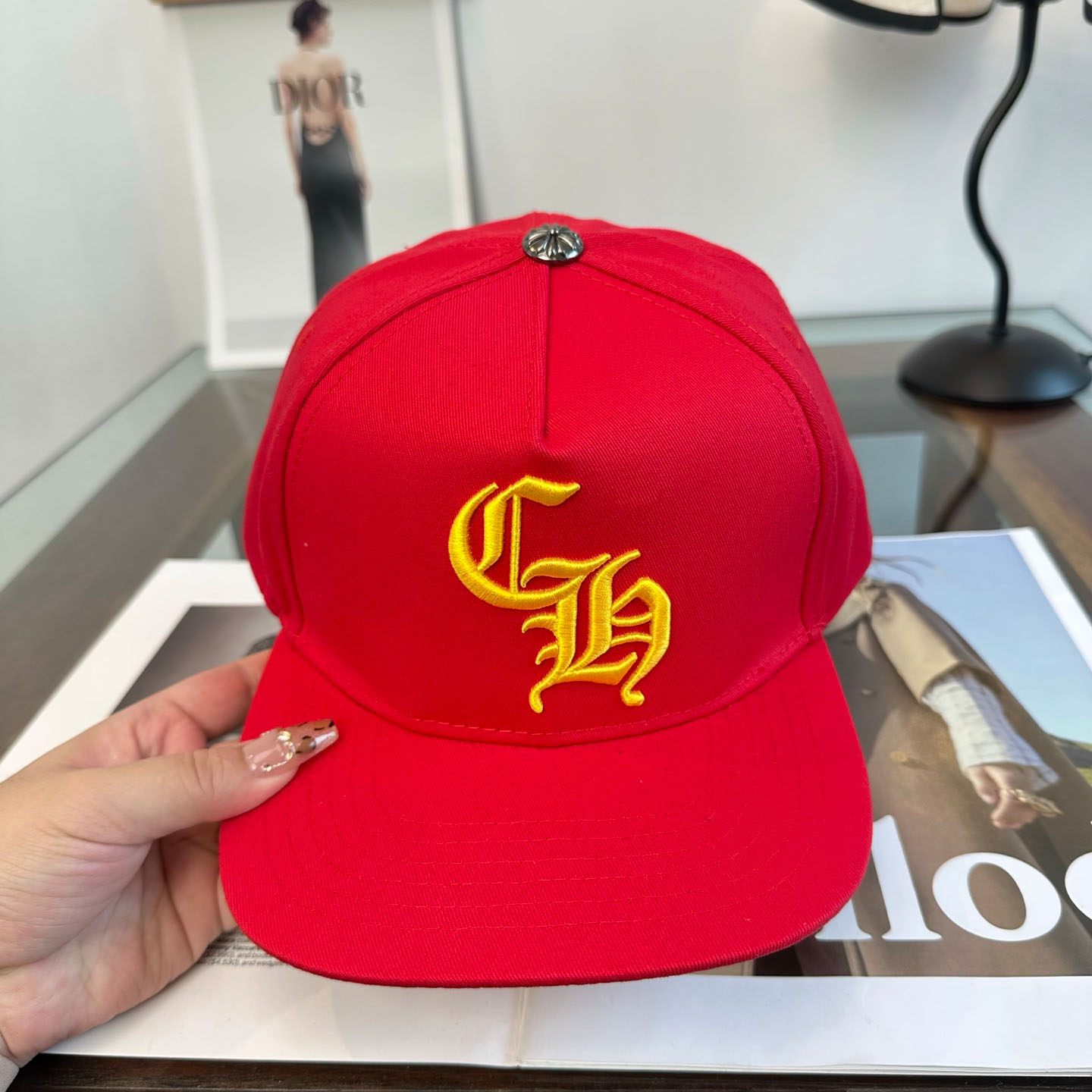 Chrome Hearts CH Trucker Hat 'Red' - DesignerGu
