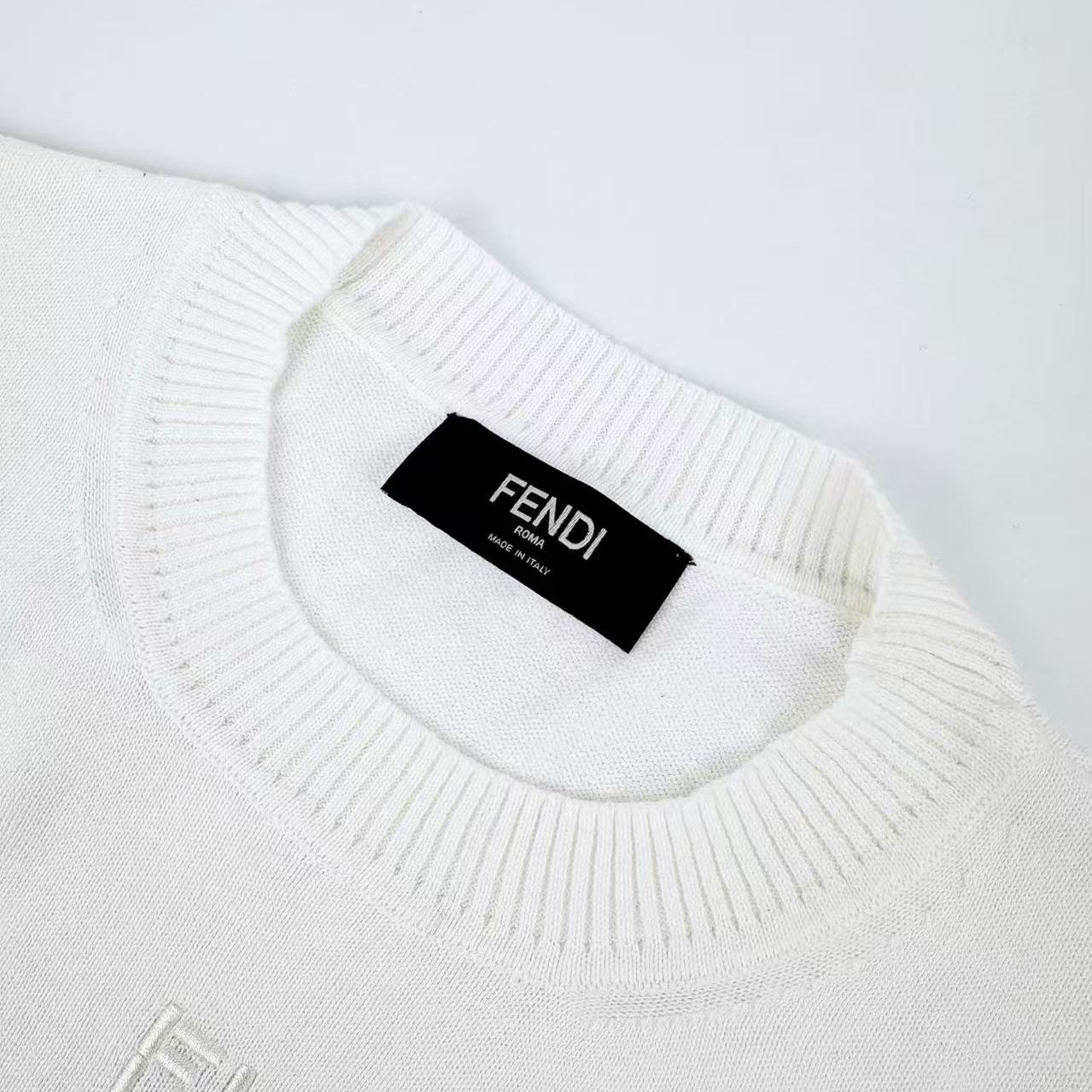 Fendi White Cotton And Cashmere Jumper - DesignerGu