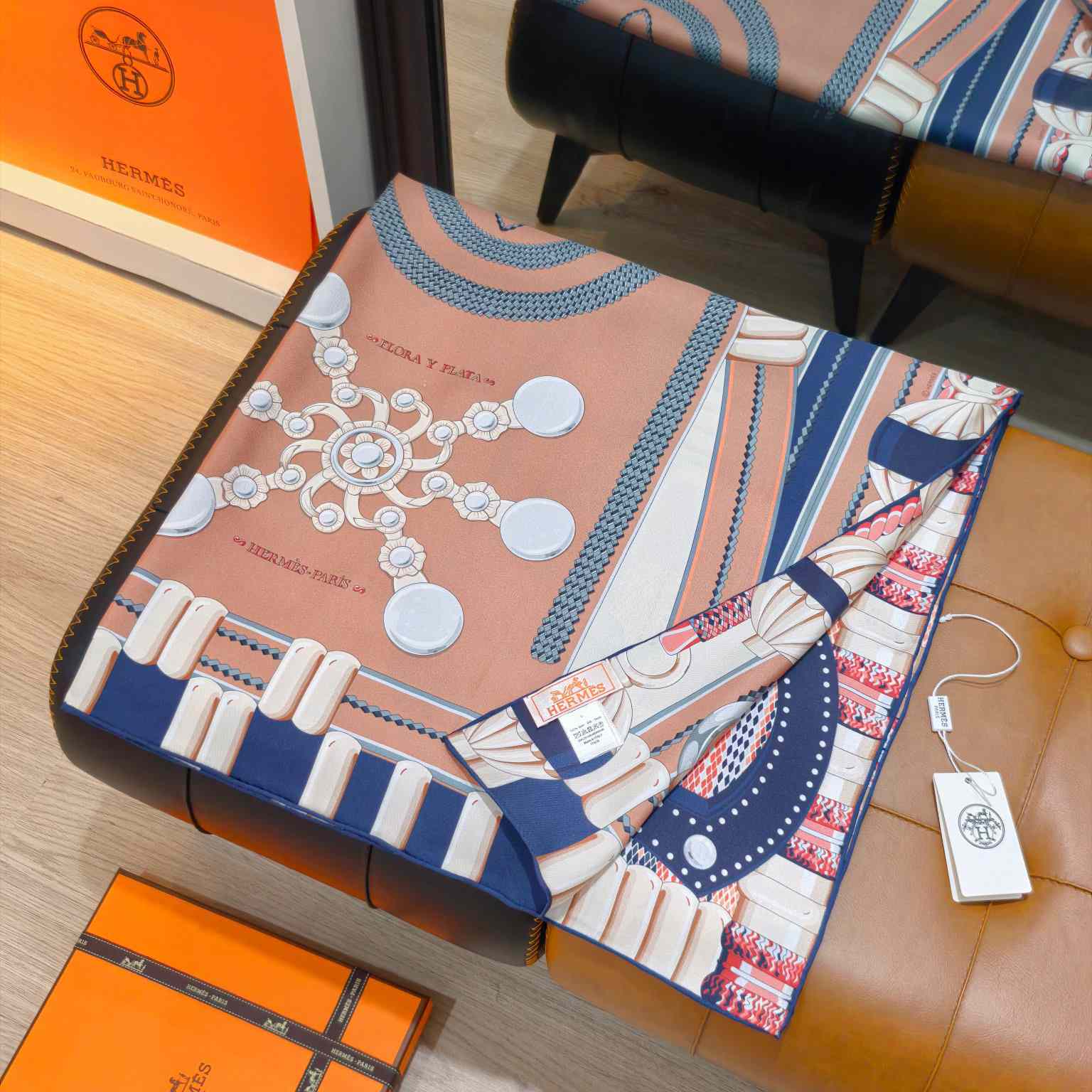 Hermes Flora Y Plata Scarf 90 - DesignerGu