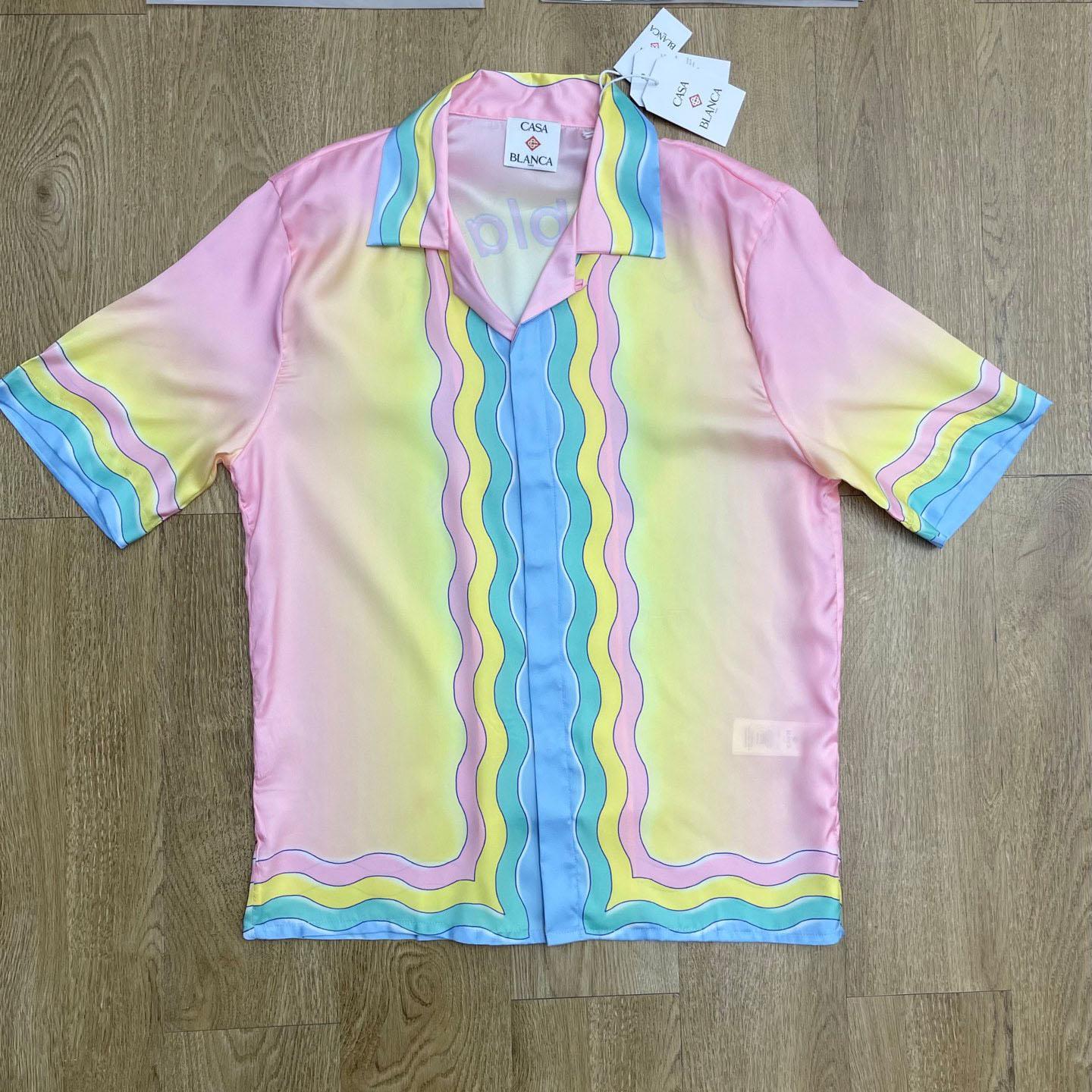 Casablanca Pink & Yellow 'For The Love Of Dance' Short Sleeve Shirt CA3575 - DesignerGu