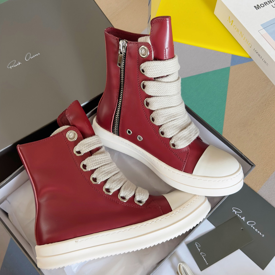 Rick Owens Red Porterville Jumbolaced Sneakers - DesignerGu
