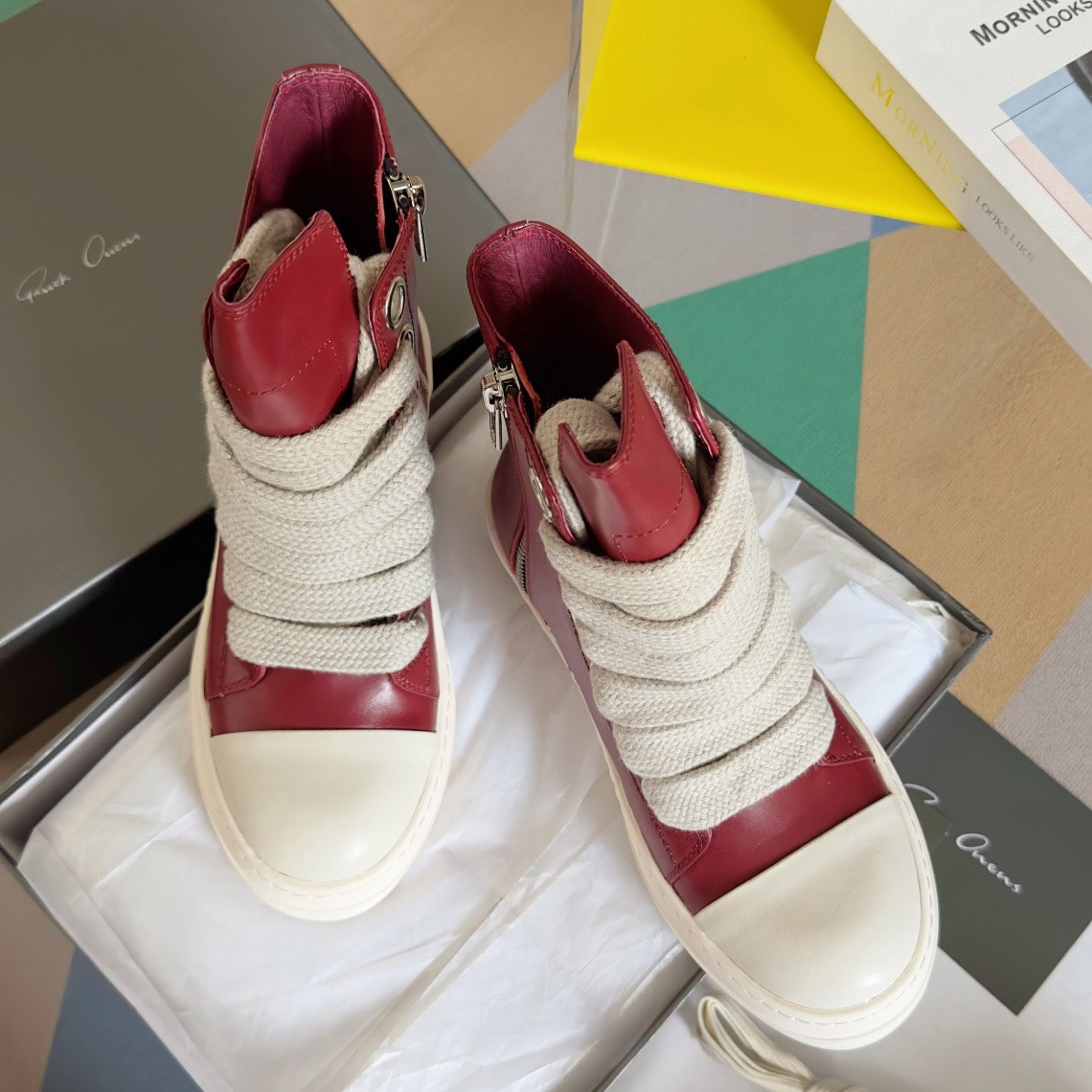 Rick Owens Red Porterville Jumbolaced Sneakers - DesignerGu