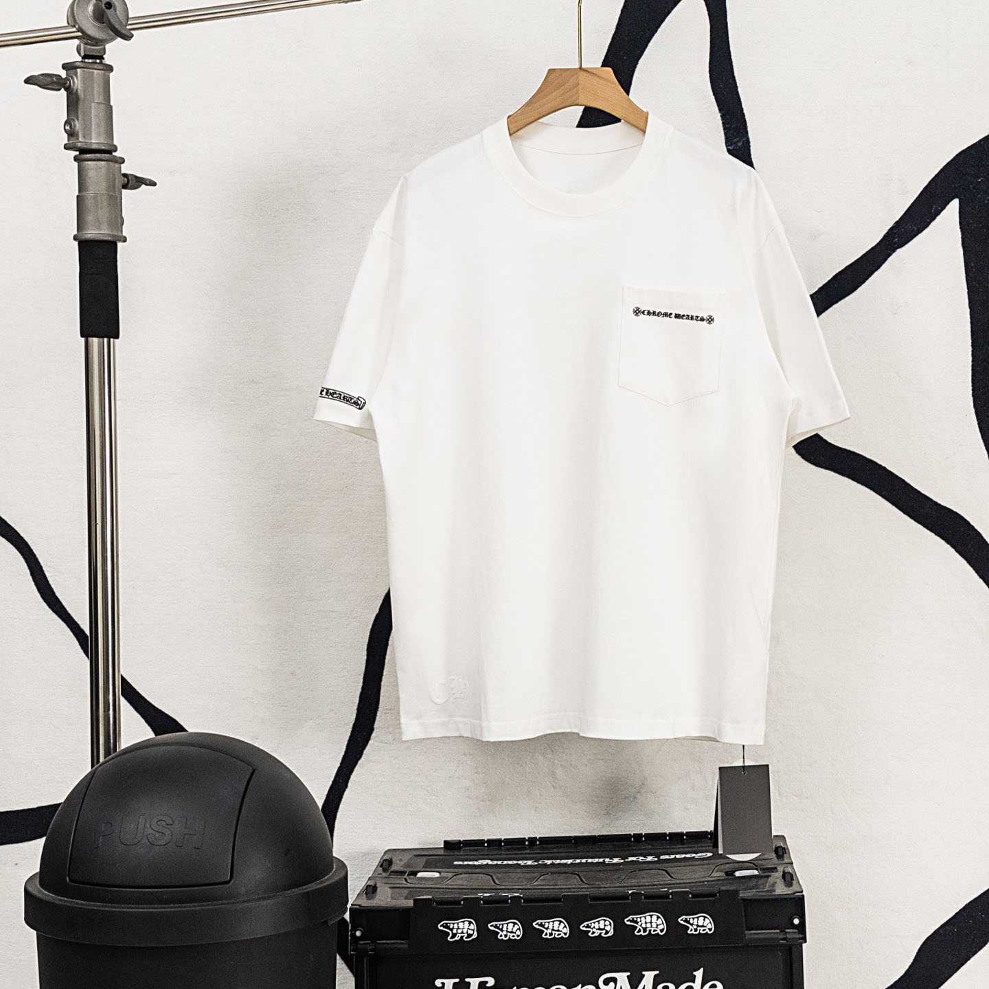 Chrome Hearts Cemetery Cross Tire Tracks T-Shirt 'White' - DesignerGu