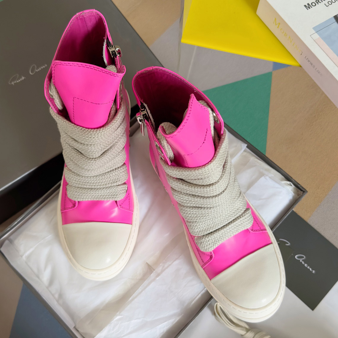 Rick Owens Pink Zip-Up Sneakers - DesignerGu