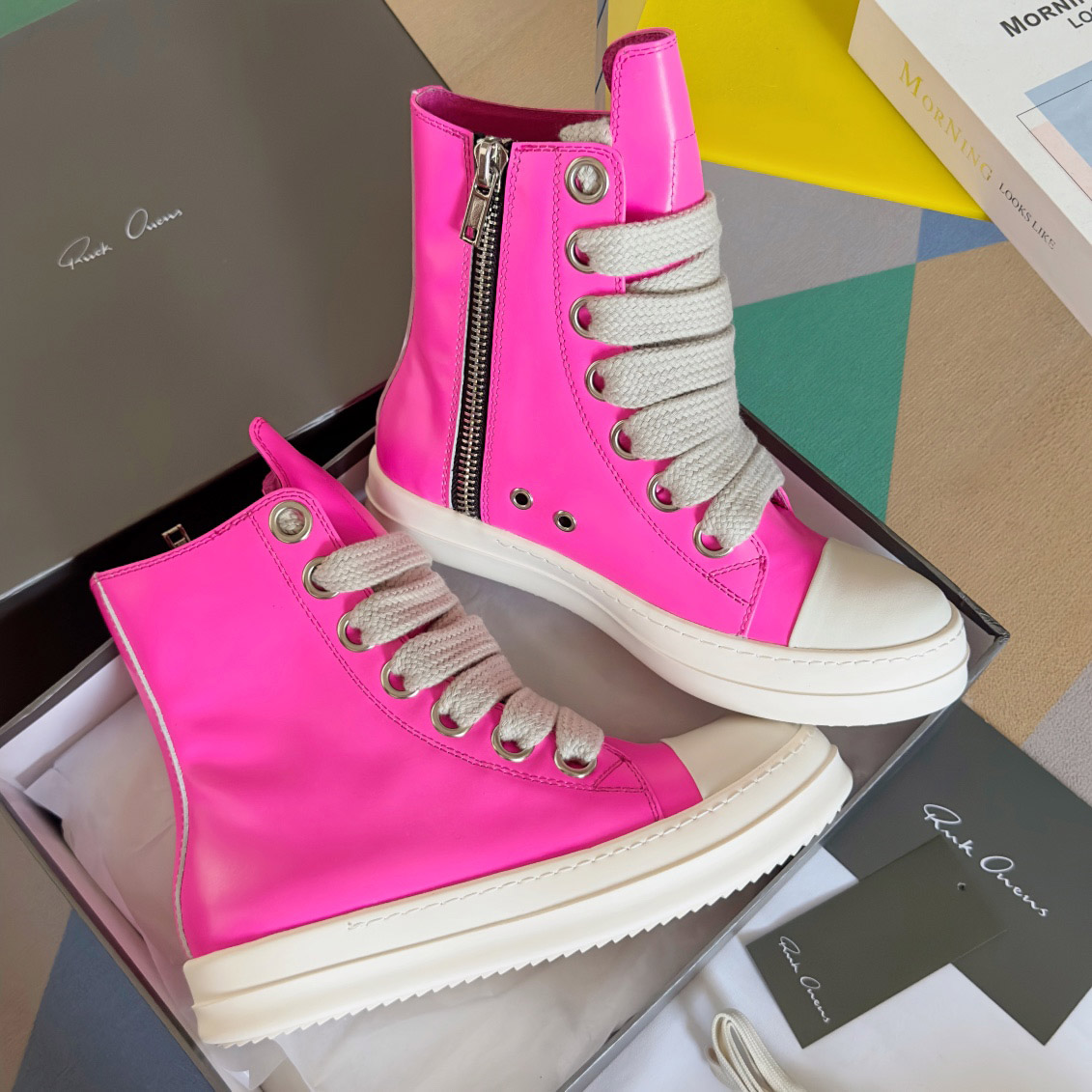 Rick Owens Pink Zip-Up Sneakers - DesignerGu