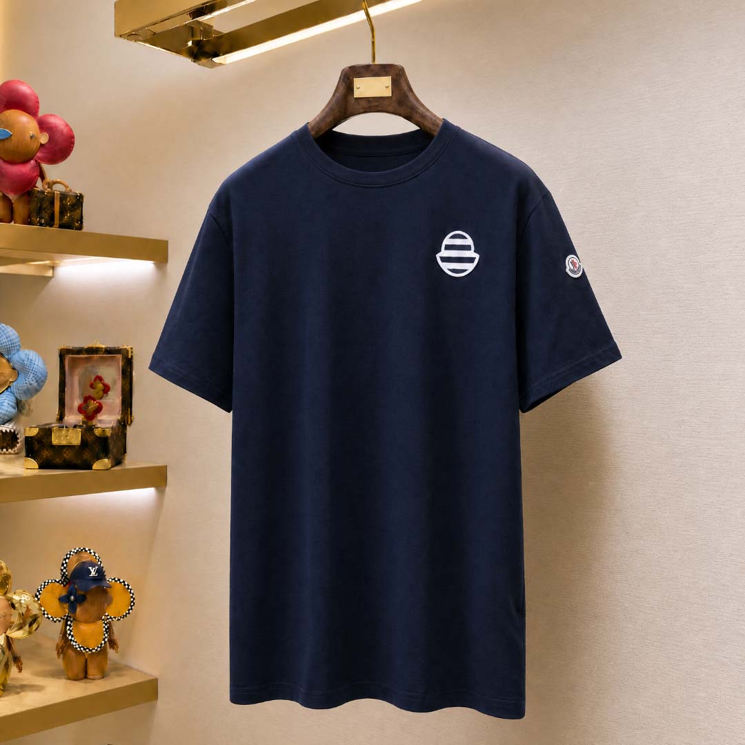 Moncler Striped Logo Cotton Jersey T-Shirt - DesignerGu