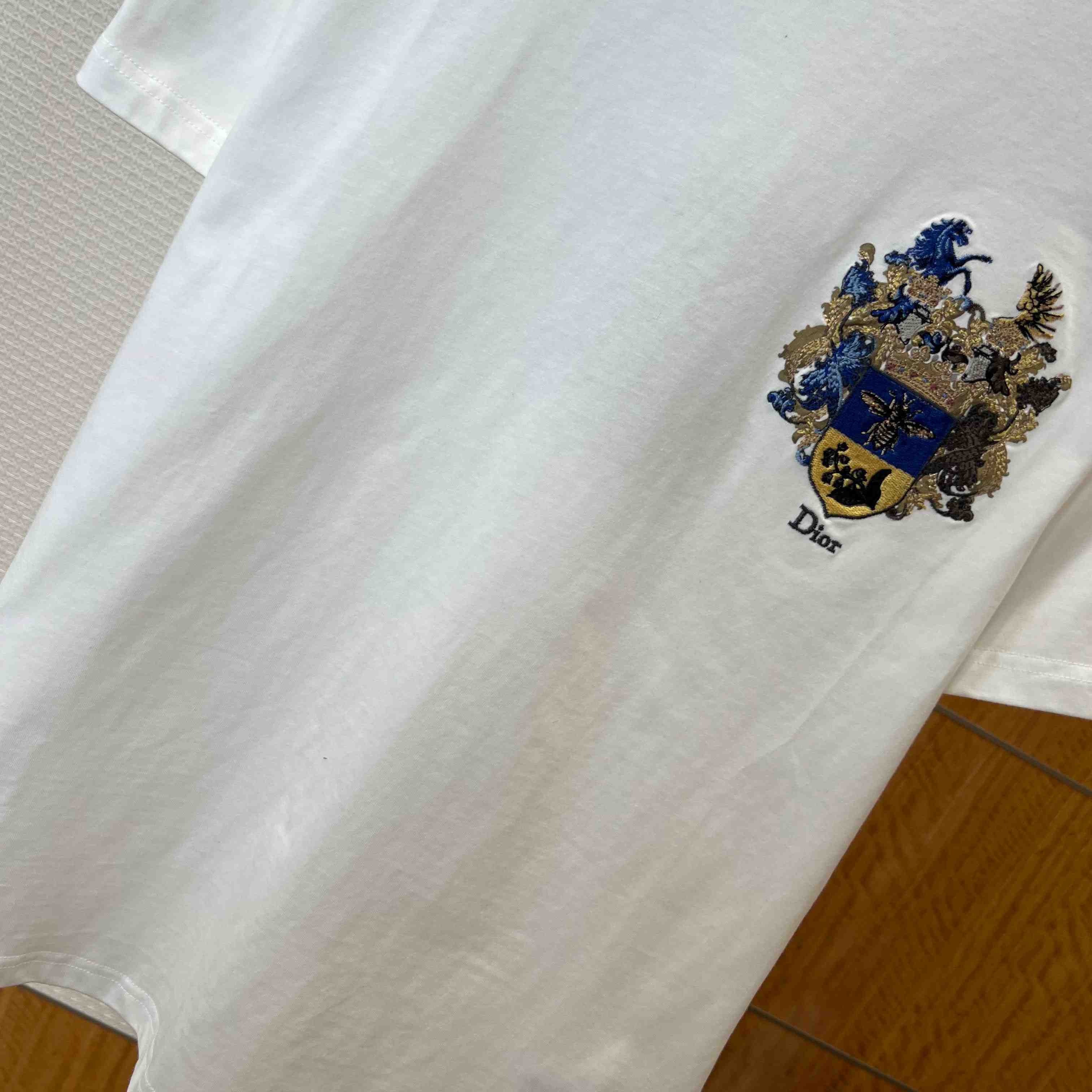 Dior T-Shirt With Dior Blason Embroidery, Relaxed Fit - DesignerGu