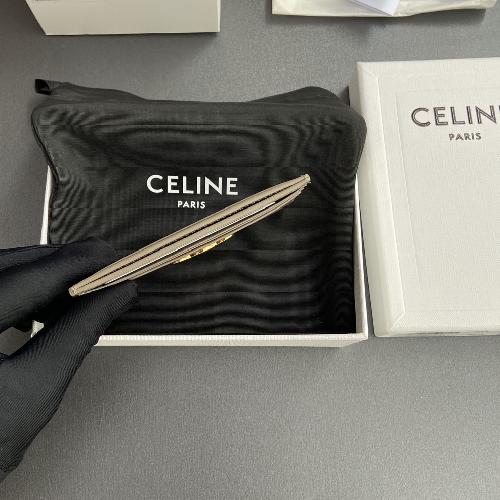 Celine Card Holder Triomphe In Shiny Calfskin  - DesignerGu