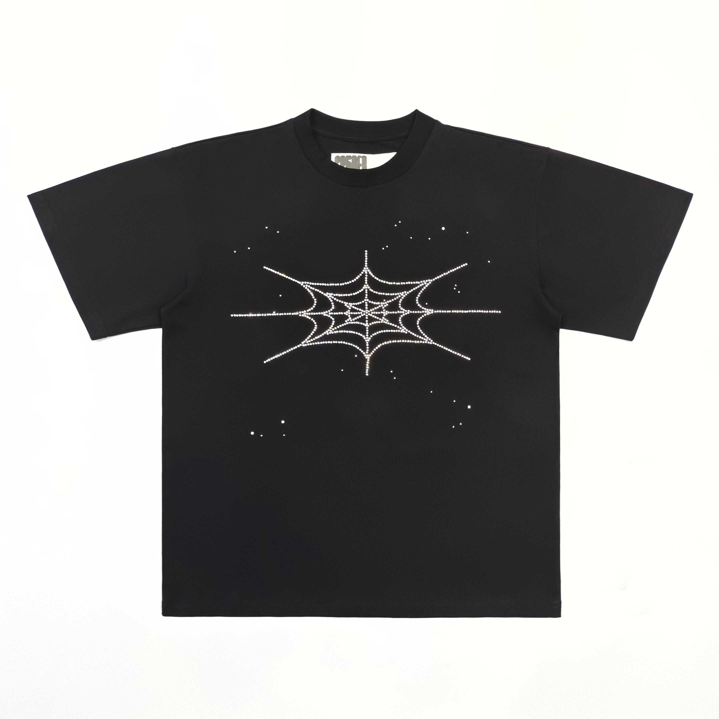 Sp5der Rhinestone Silk Tee 'Black' - DesignerGu
