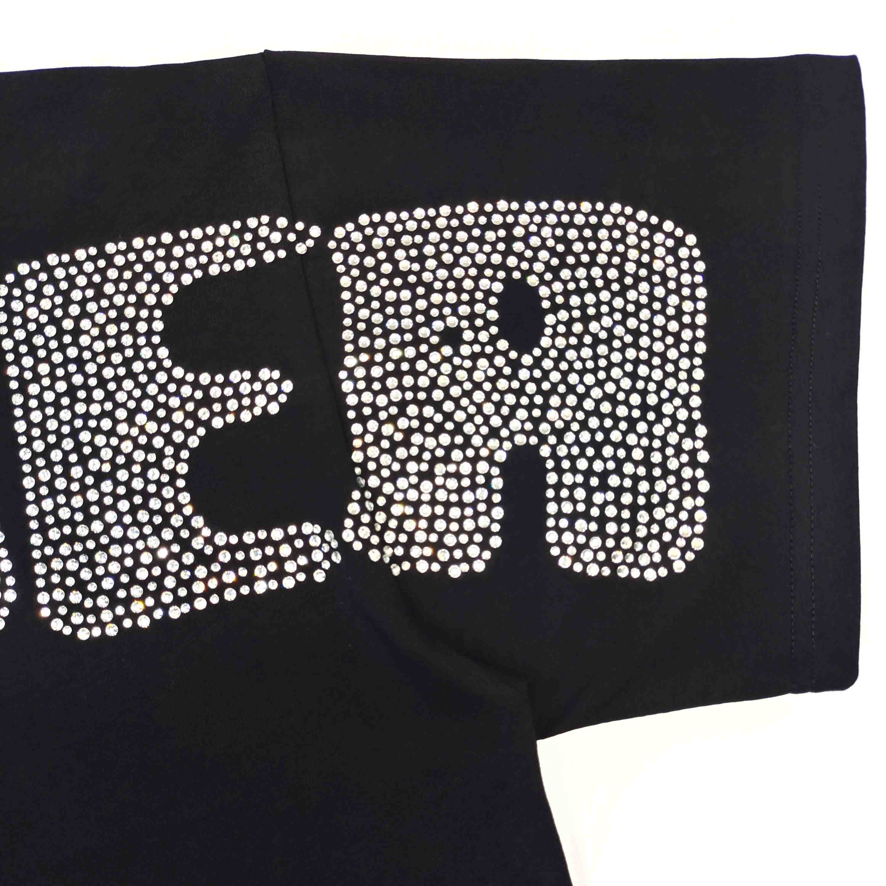Sp5der Rhinestone Silk Tee 'Black' - DesignerGu