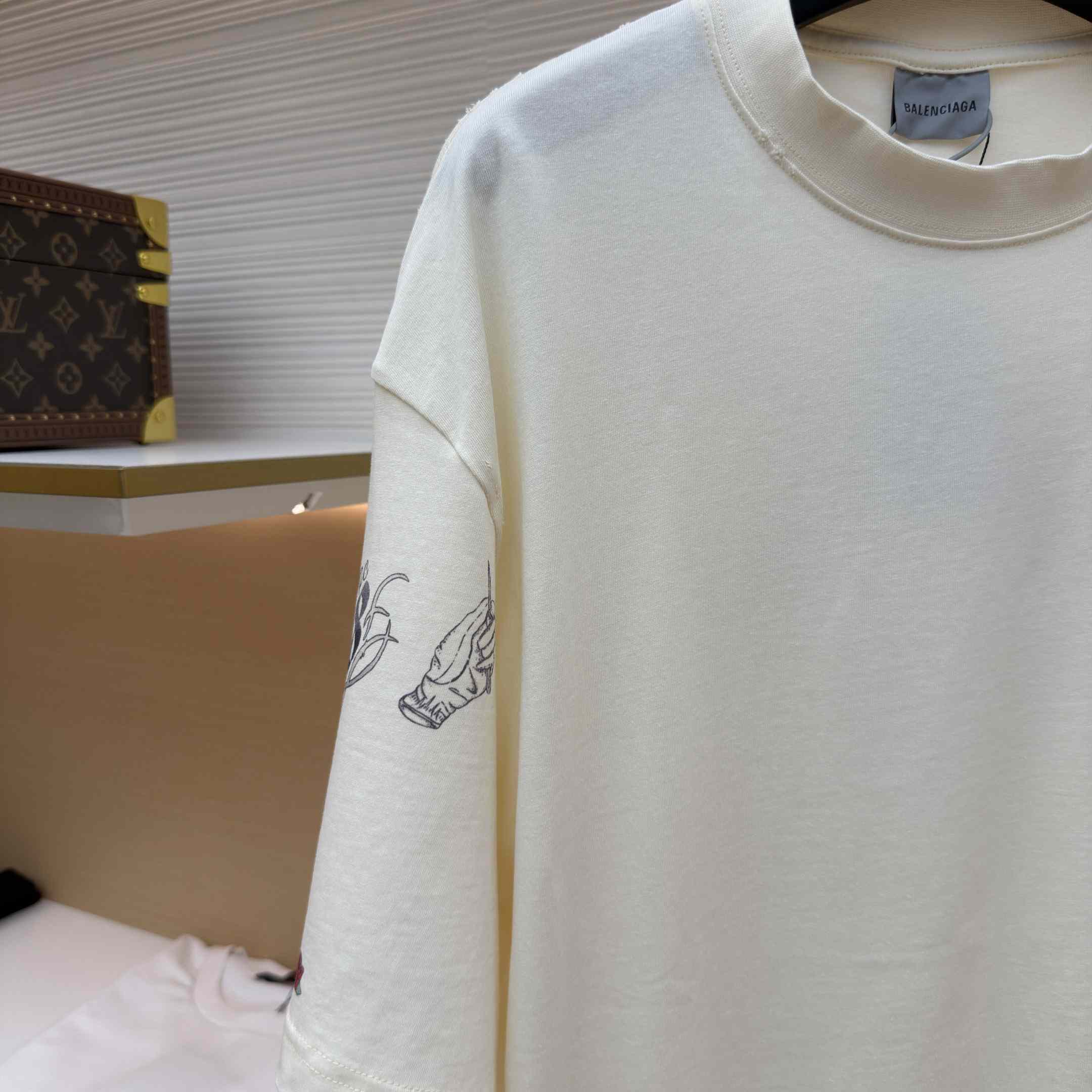 Balenciaga Tattoo Medium Fit T-shirt In Cream - DesignerGu