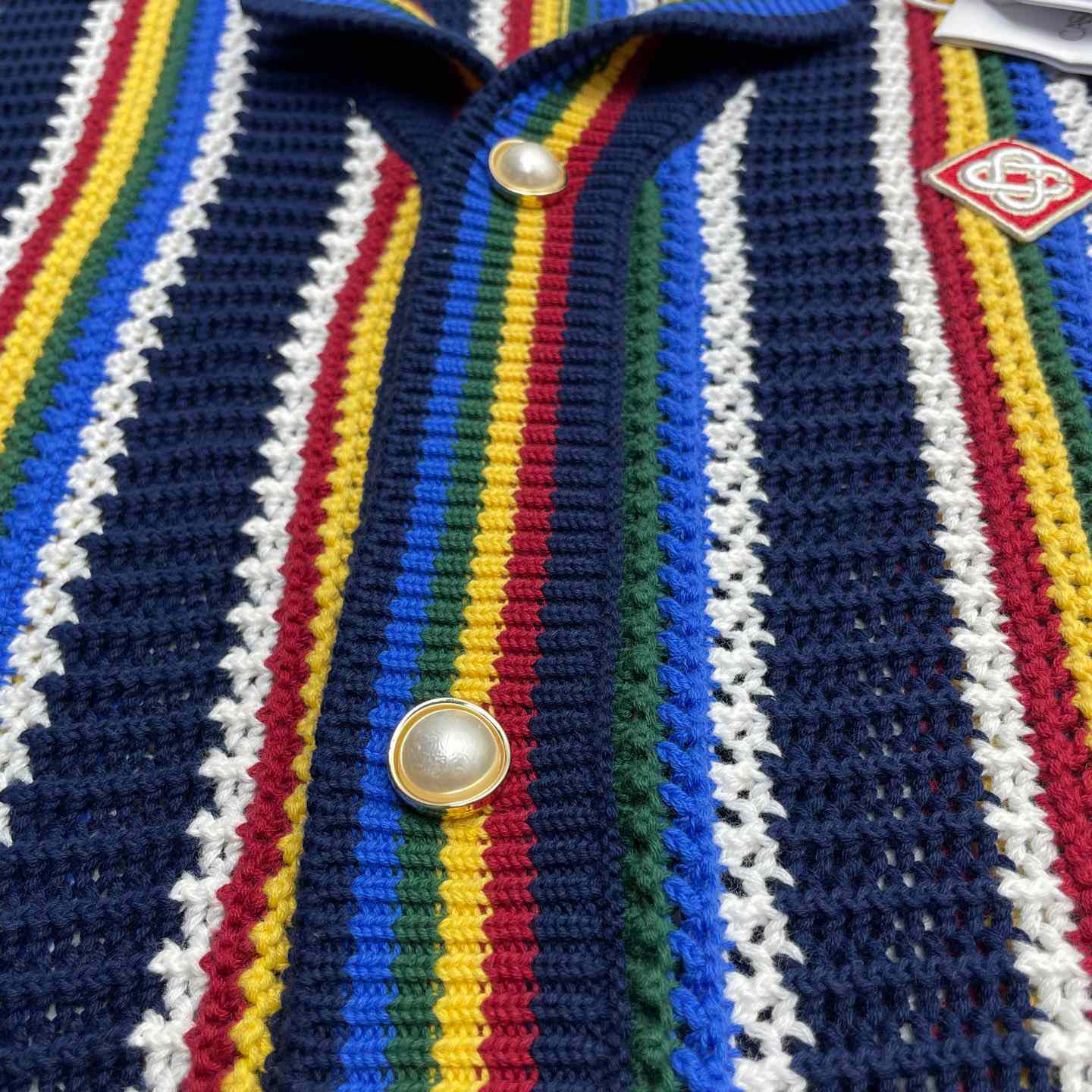 Casablanca Crochet Short Sleeve Stripe Shirt Z6023 - DesignerGu