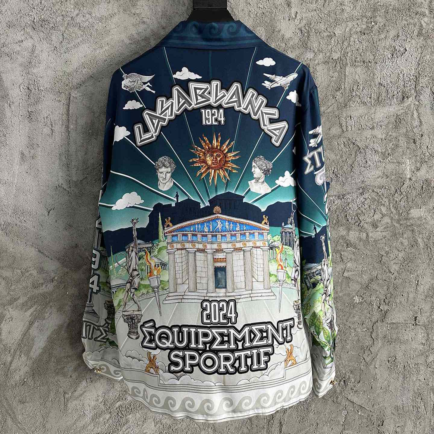 Casablanca Le Temple Du Sport Long Sleeve Silk Shirt - DesignerGu