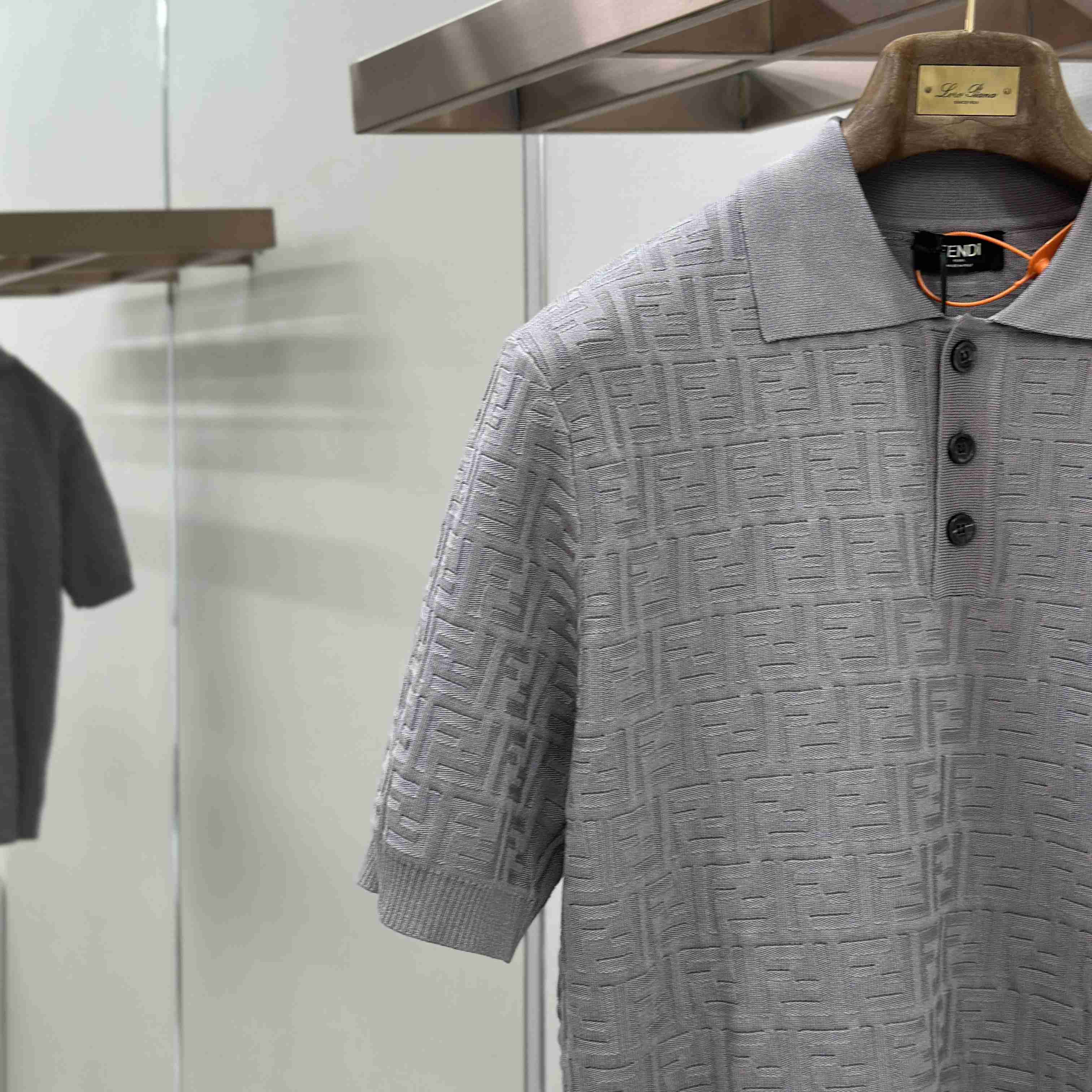 Fendi  Grey FF Cotton Polo Shirt  - DesignerGu