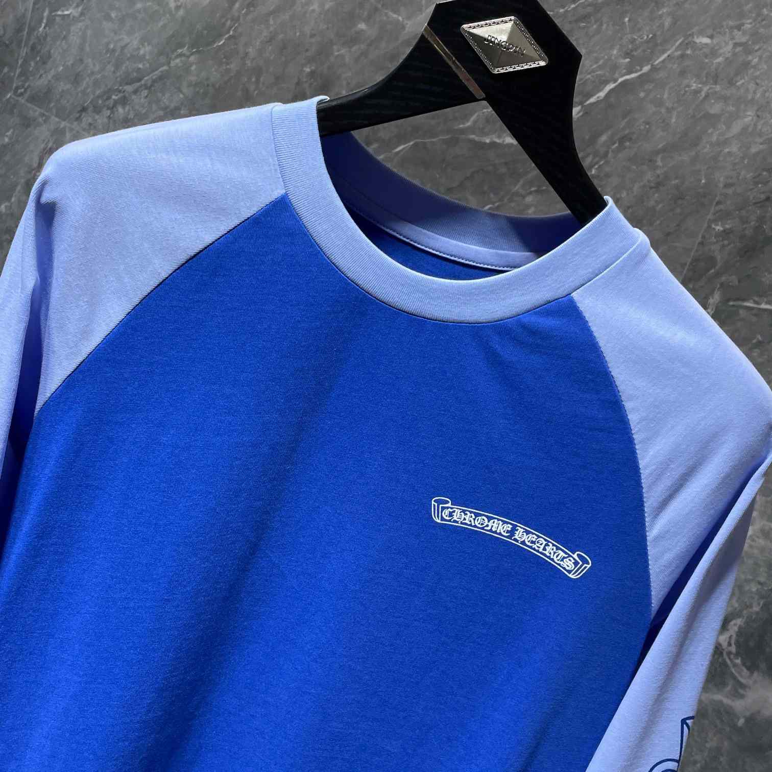 Chrome Hearts Horseshoe Baseball Shirt Blue - DesignerGu