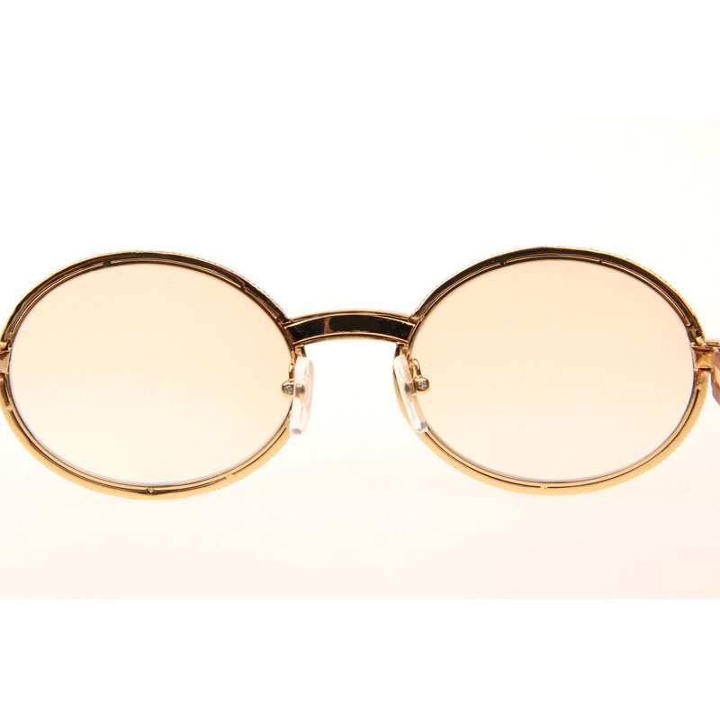 Cartier CT 7550178  Full Diamond Wood Sunglasses In Gold Brown - DesignerGu