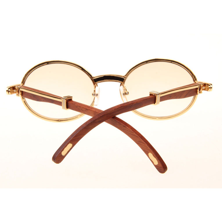 Cartier CT 7550178  Full Diamond Wood Sunglasses In Gold Brown - DesignerGu