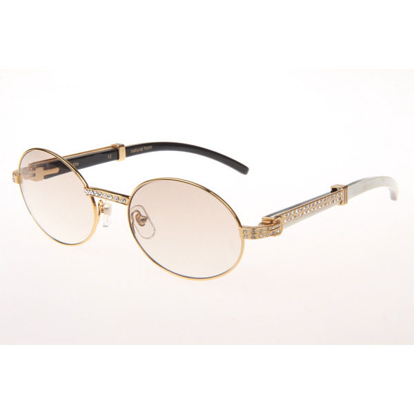 Cartier CT 7550178 Diamond White Mix Black Buffalo Sunglasses In Gold Gradient Brown  - DesignerGu
