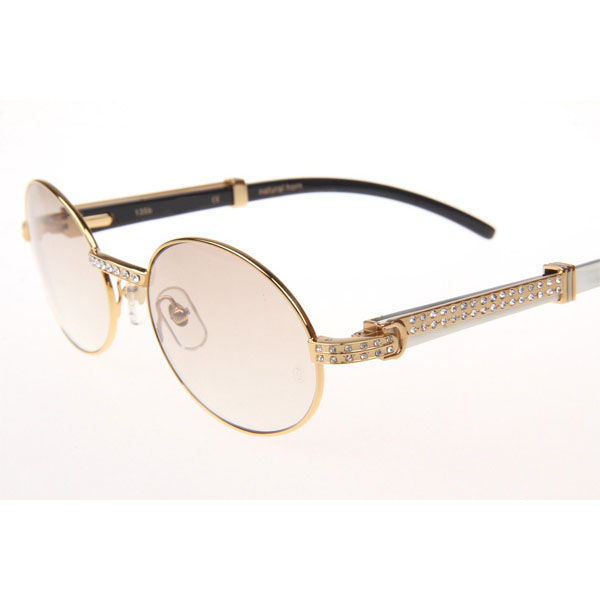 Cartier CT 7550178 Diamond White Mix Black Buffalo Sunglasses In Gold Gradient Brown  - DesignerGu