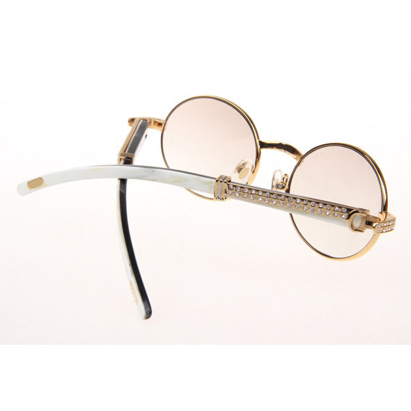 Cartier CT 7550178 Diamond White Mix Black Buffalo Sunglasses In Gold Gradient Brown  - DesignerGu