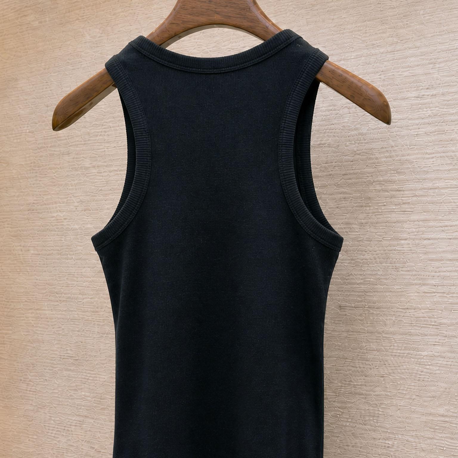 Celine Tank Top In Ribbed Cotton Silk - DesignerGu