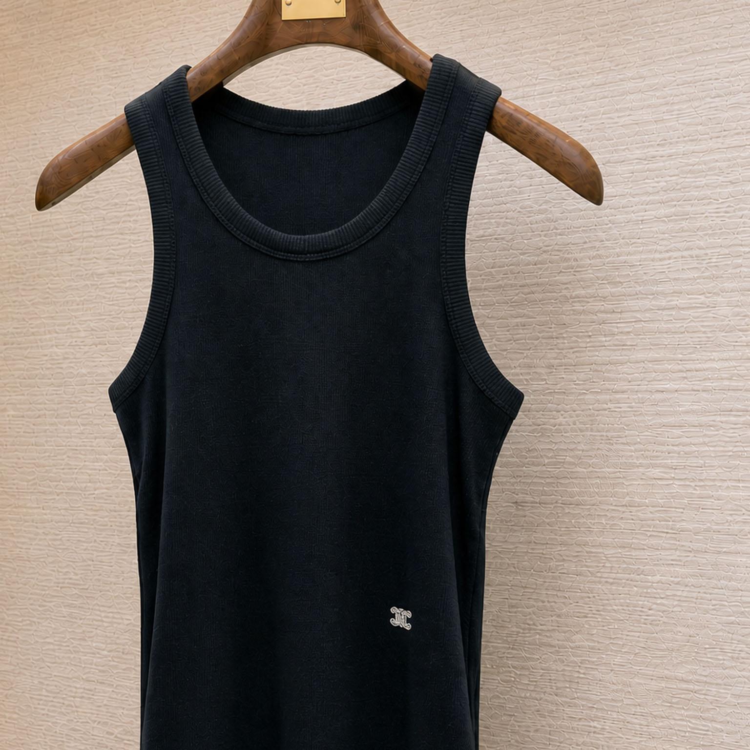 Celine Tank Top In Ribbed Cotton Silk - DesignerGu