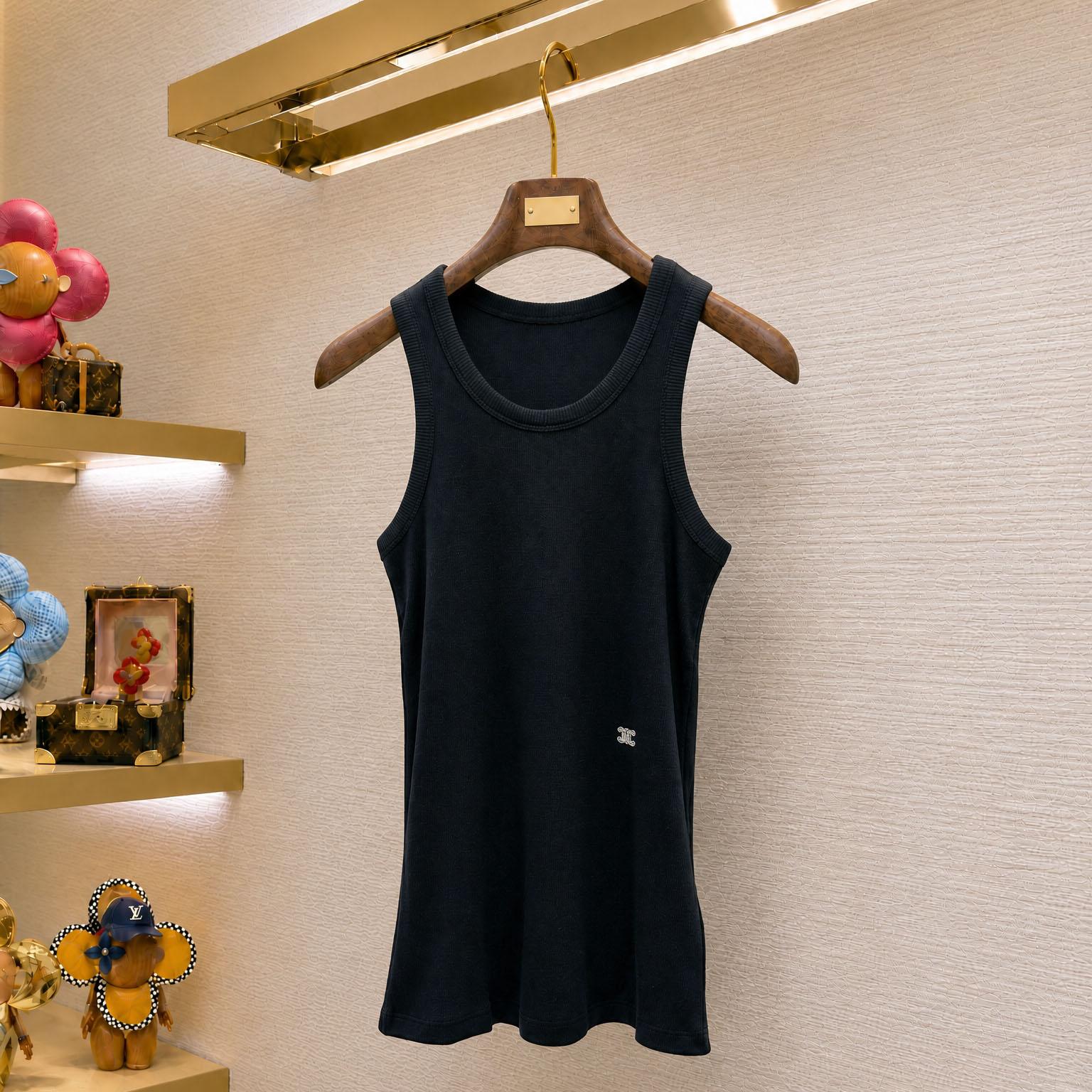 Celine Tank Top In Ribbed Cotton Silk - DesignerGu