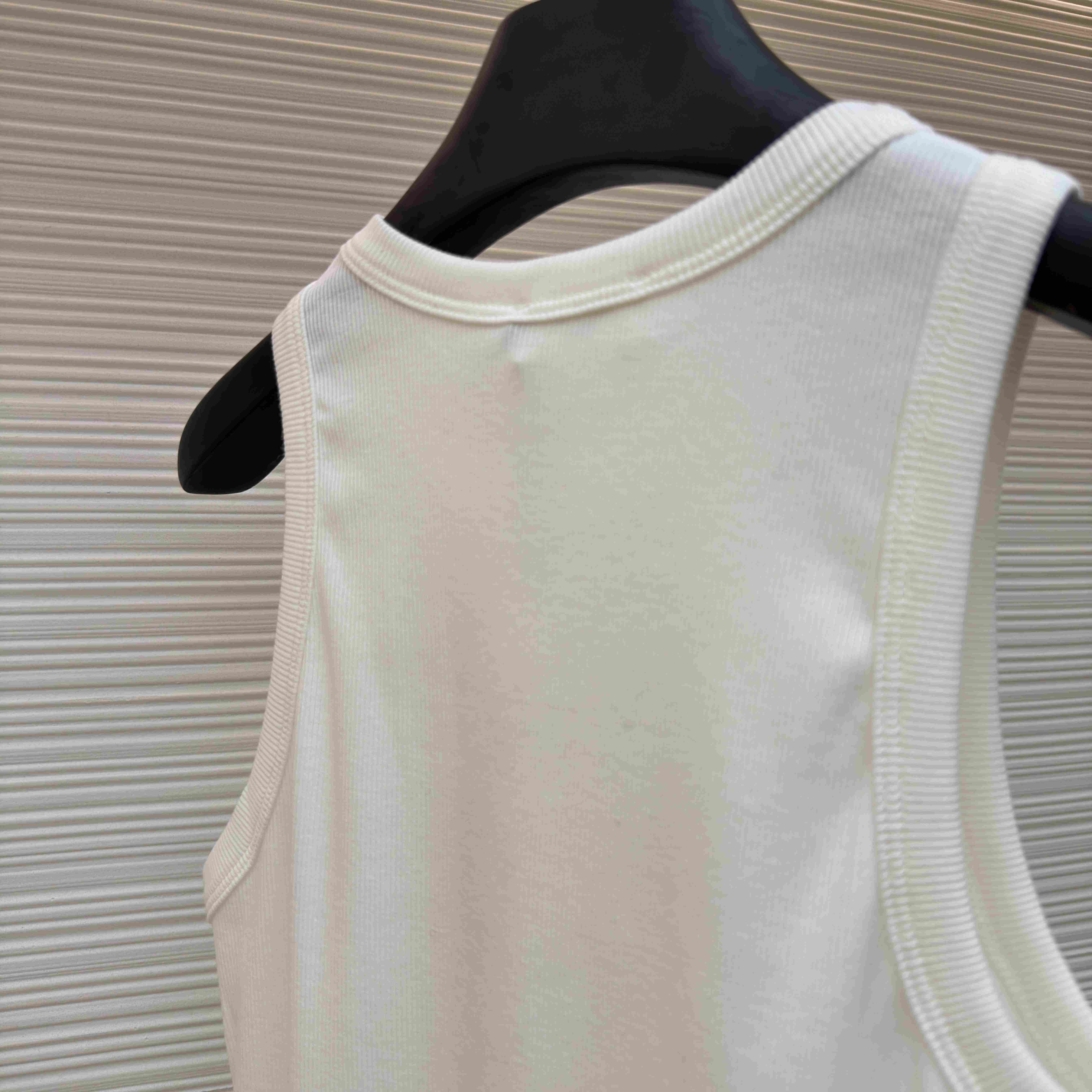 Celine Triomphe Tank Top In Ribbed Cotton - DesignerGu