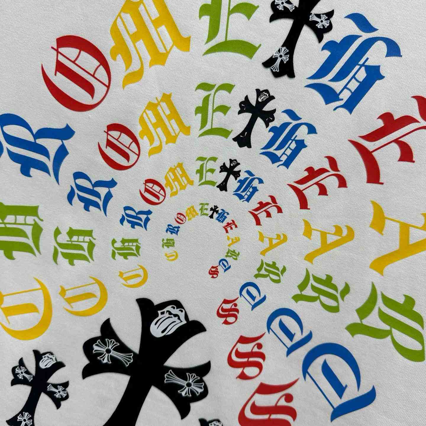 Chrome Hearts Colorful Cross Print Round Neck T-Shirt  'White' - DesignerGu